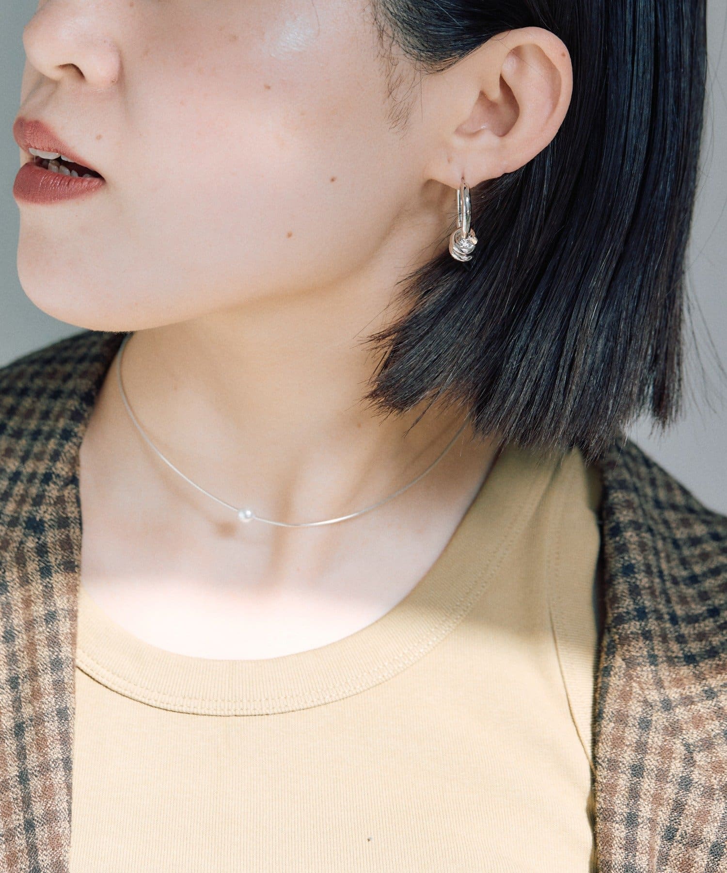 ear PAPILLONNER(イア パピヨネ) 《スターリングシルバー使用》ひと粒チョーカーネックレス