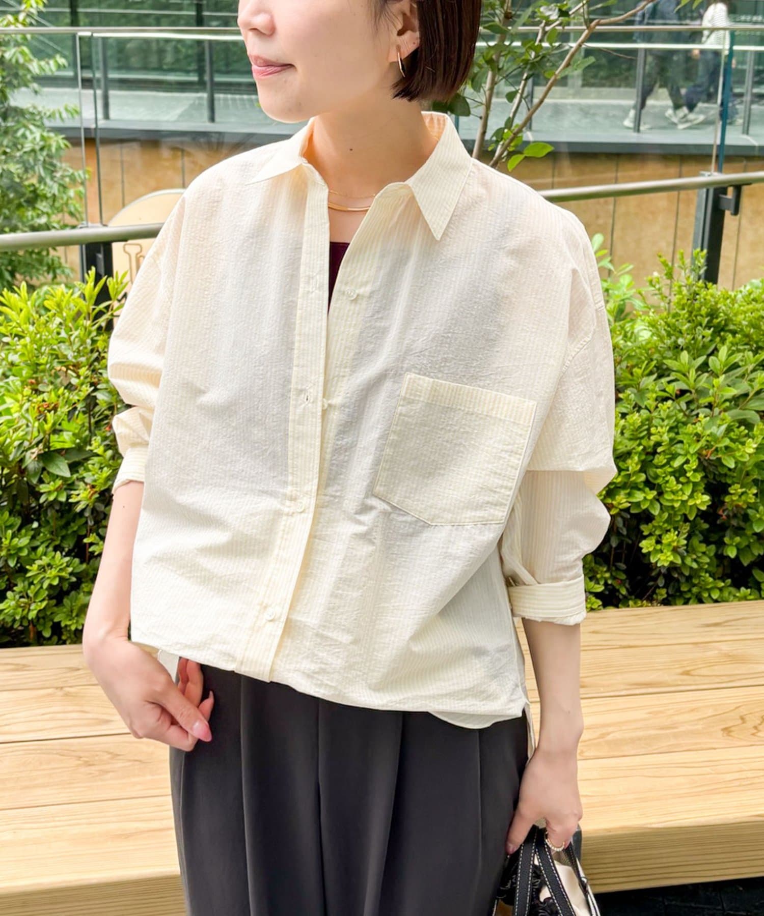 NOLLEY'S(ノーリーズ) 3WAYエアリーストライプシャツ