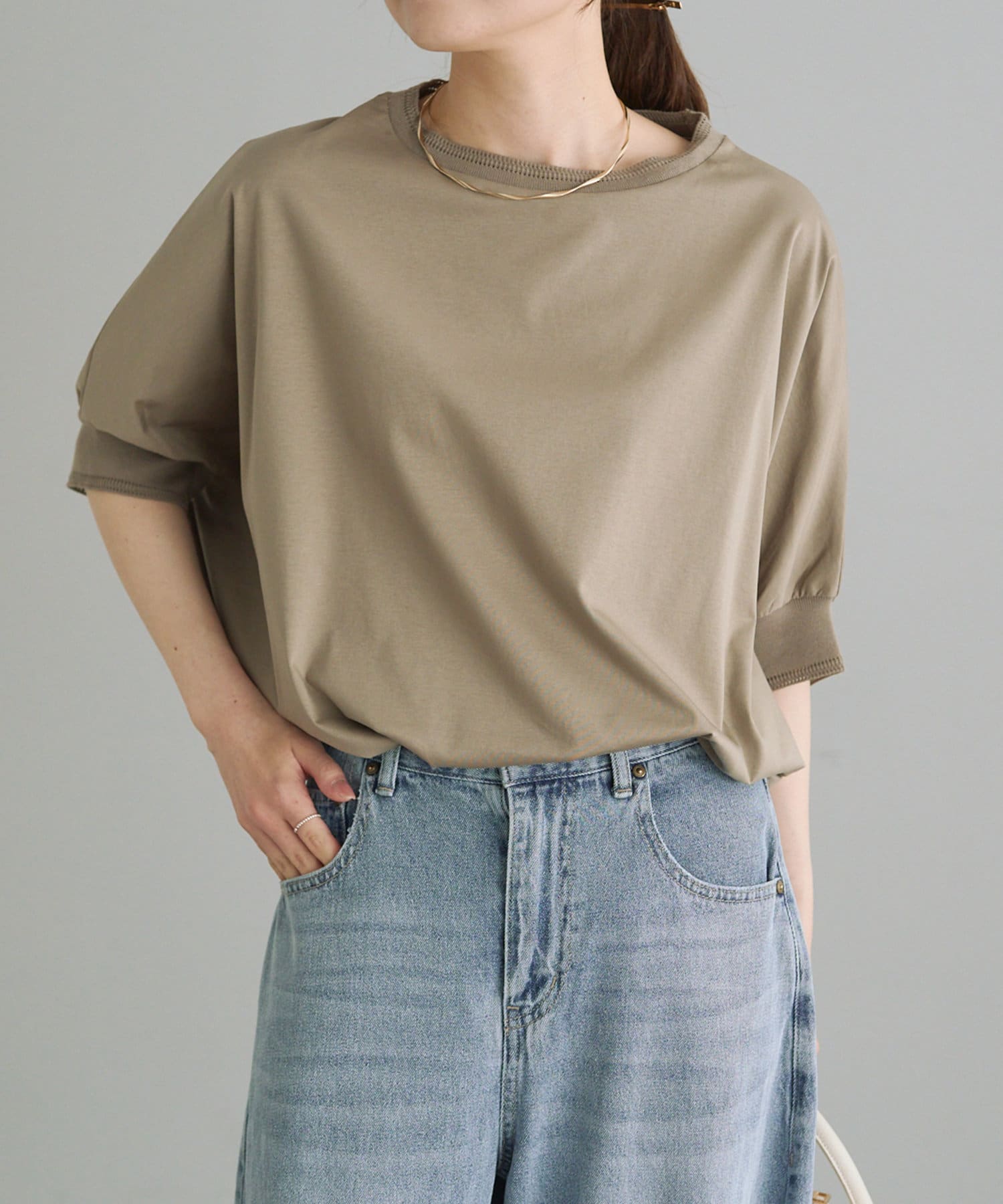 両面シルケットリブ袖Tシャツ | PUAL CE CIN(ピュアルセシン