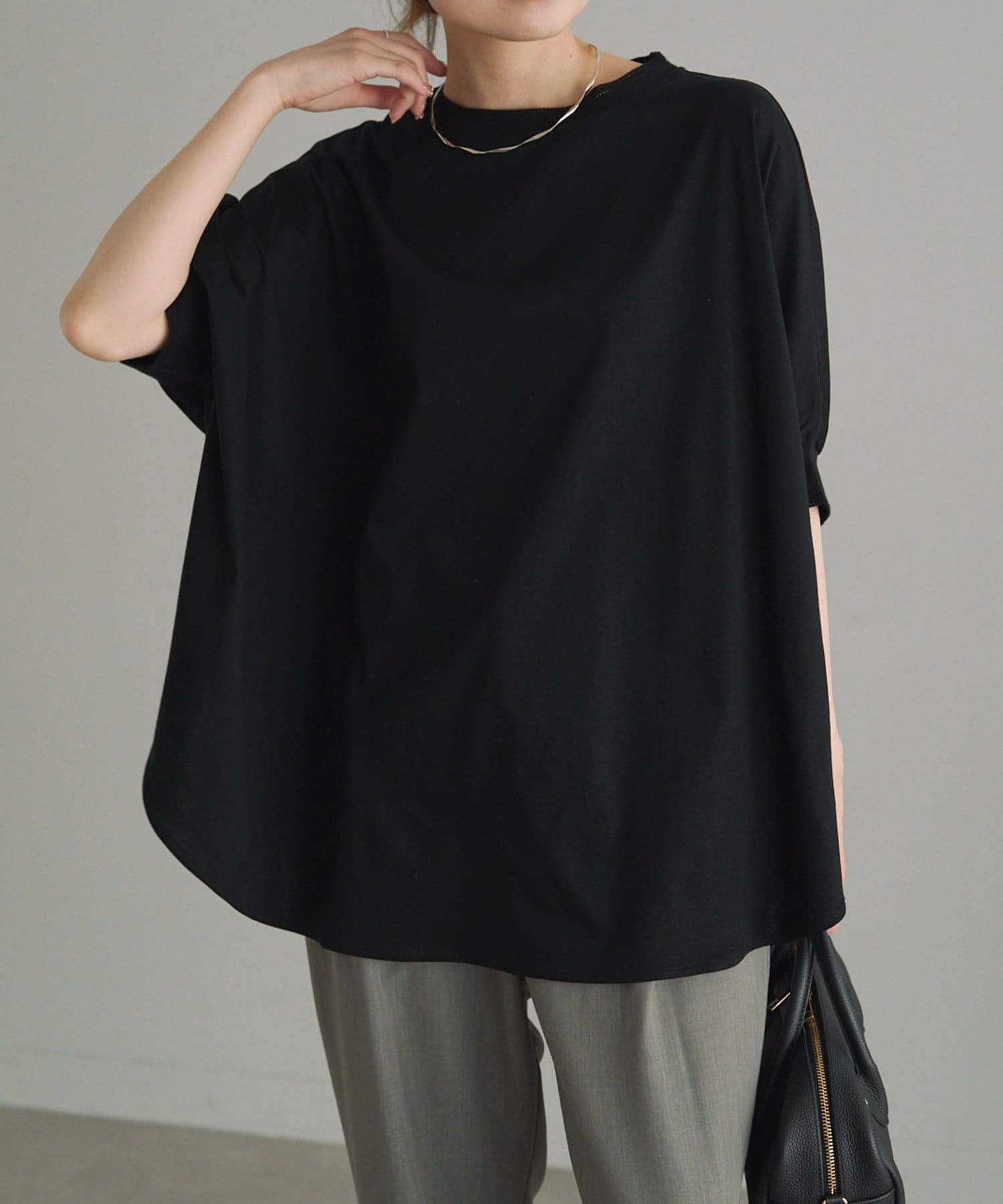 PUAL CE CIN(ピュアルセシン) 両面シルケットリブ袖Tシャツ