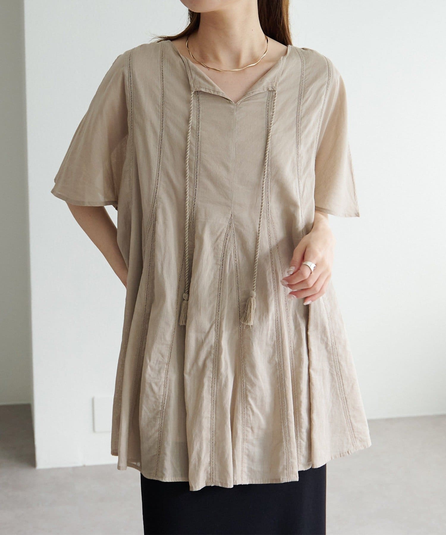 PUAL CE CIN(ピュアルセシン) インドボイルハシゴレースチュニック