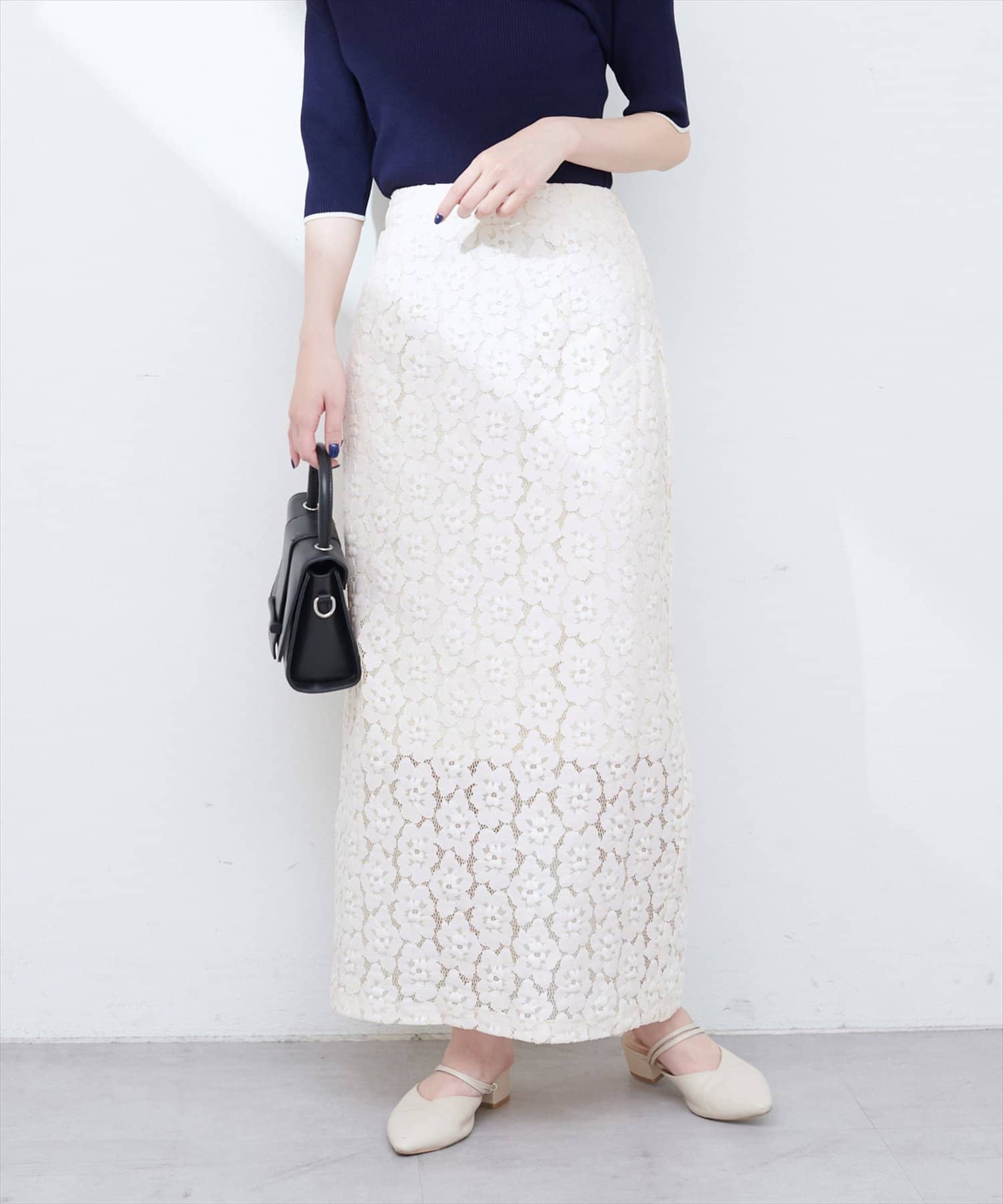 WEB限定】花柄レースややAラインスカート | natural couture