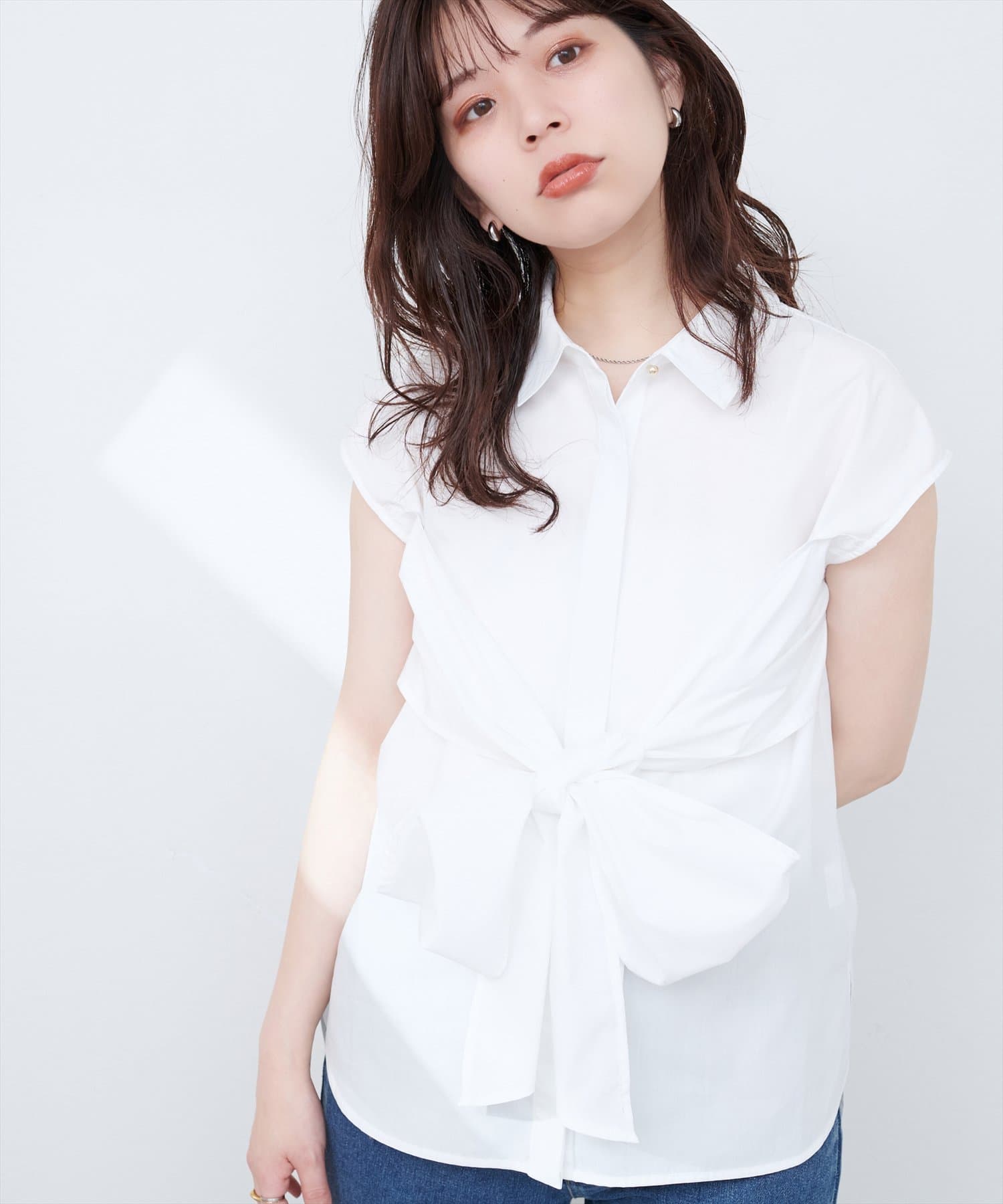 natural couture(ナチュラルクチュール) 【WEB限定】フロントクロス2WAYシャツブラウス