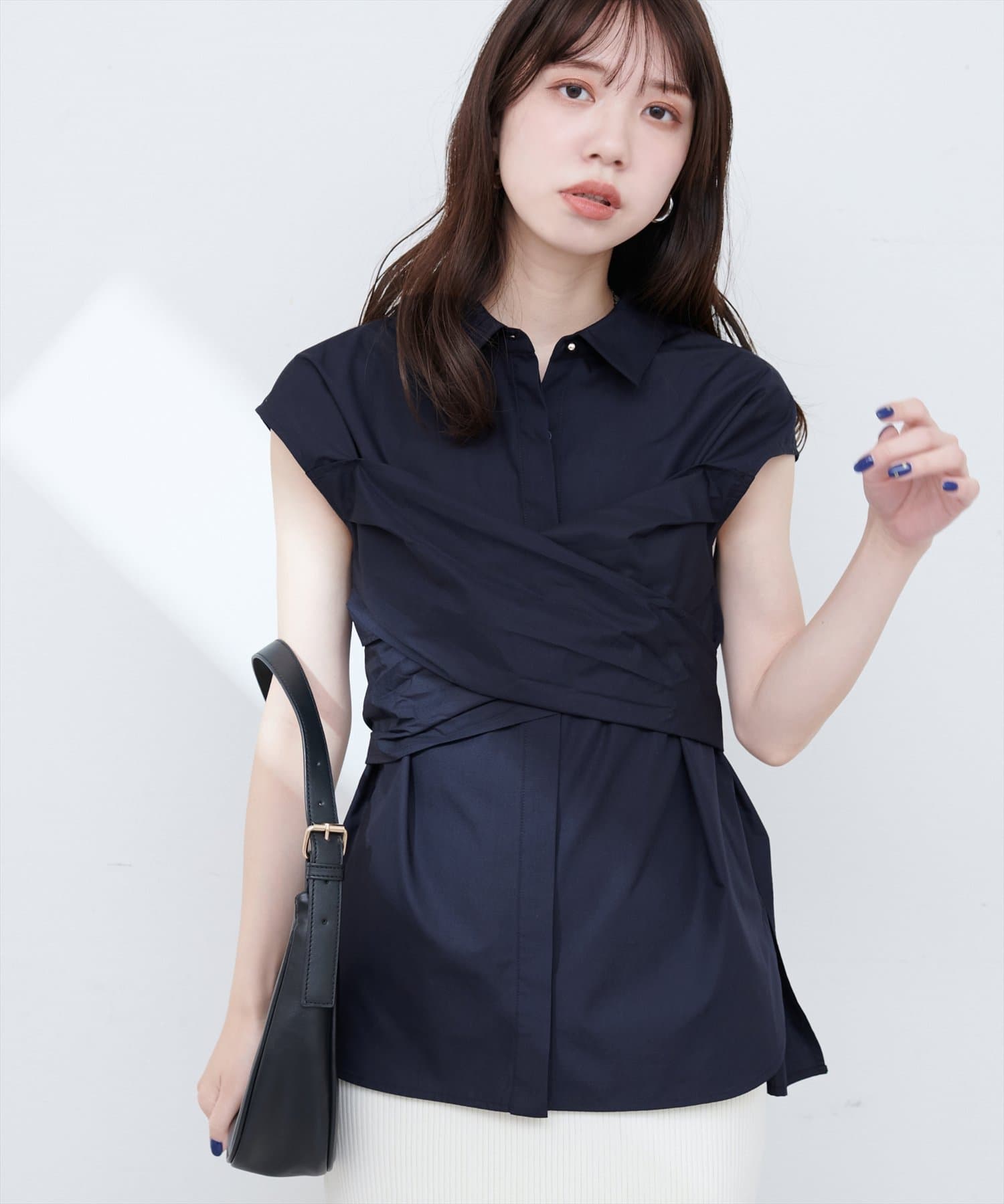 natural couture(ナチュラルクチュール) 【WEB限定】フロントクロス2WAYシャツブラウス