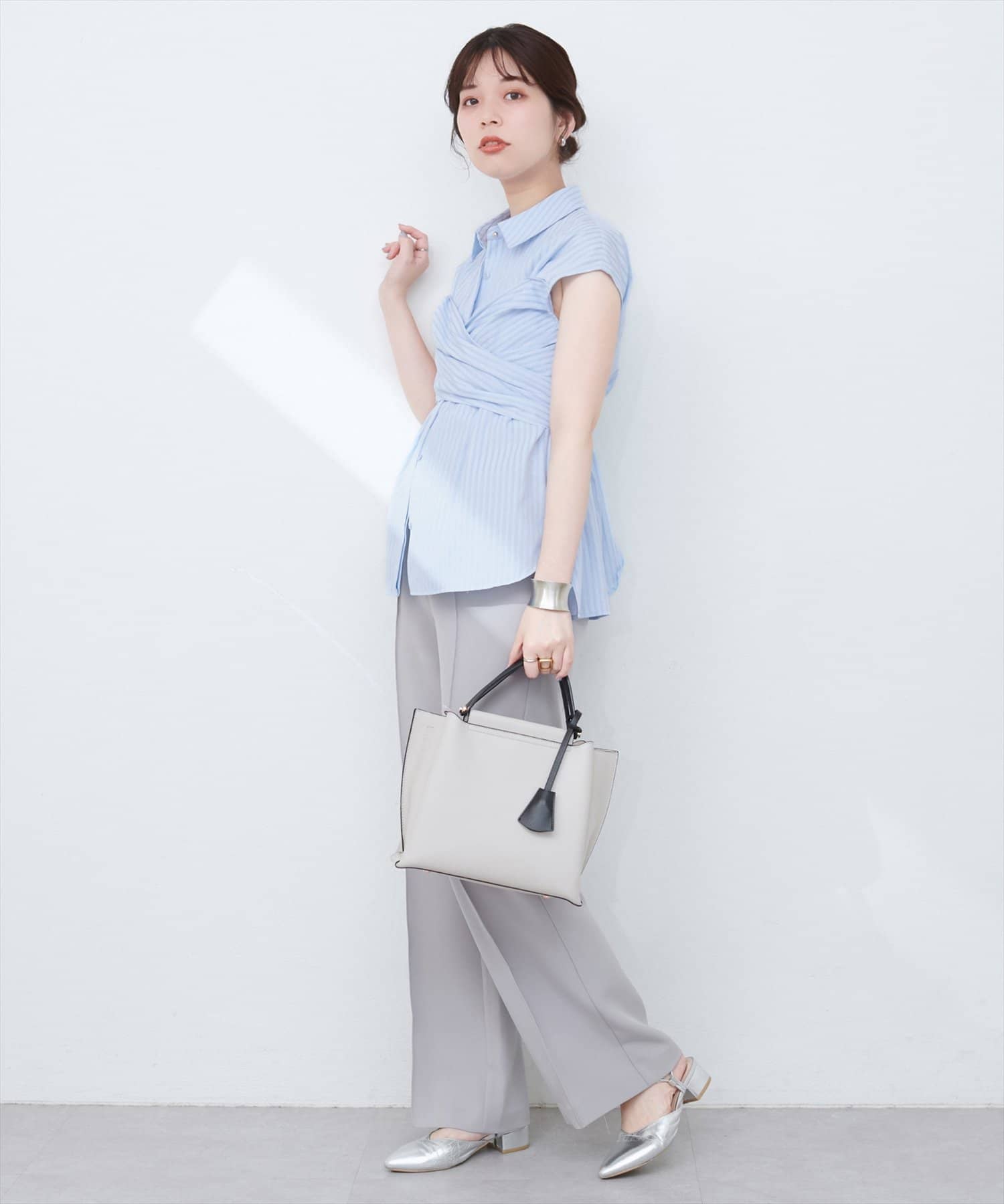 natural couture(ナチュラルクチュール) 【WEB限定】フロントクロス2WAYシャツブラウス