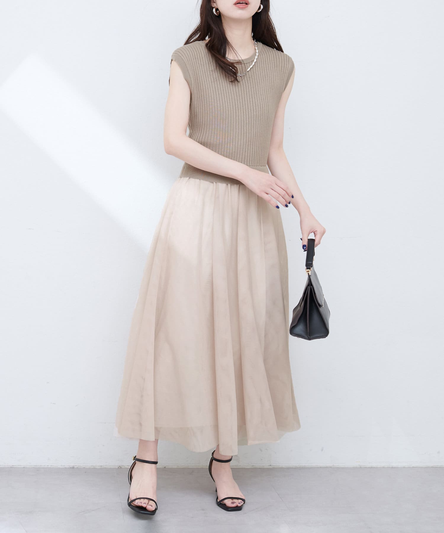 ニット×チュールドッキングワンピース ニット×チュールドッキングワンピース | natural couture