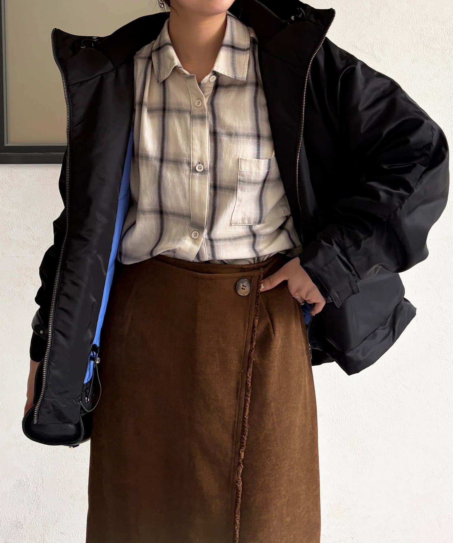 Chez toi(シェトワ) ナイロン中綿フードMA-1ジャケット