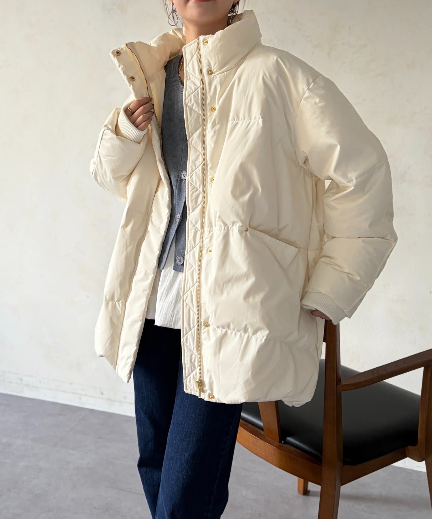 Chez toi(シェトワ) ボリュームネックミドルダウン