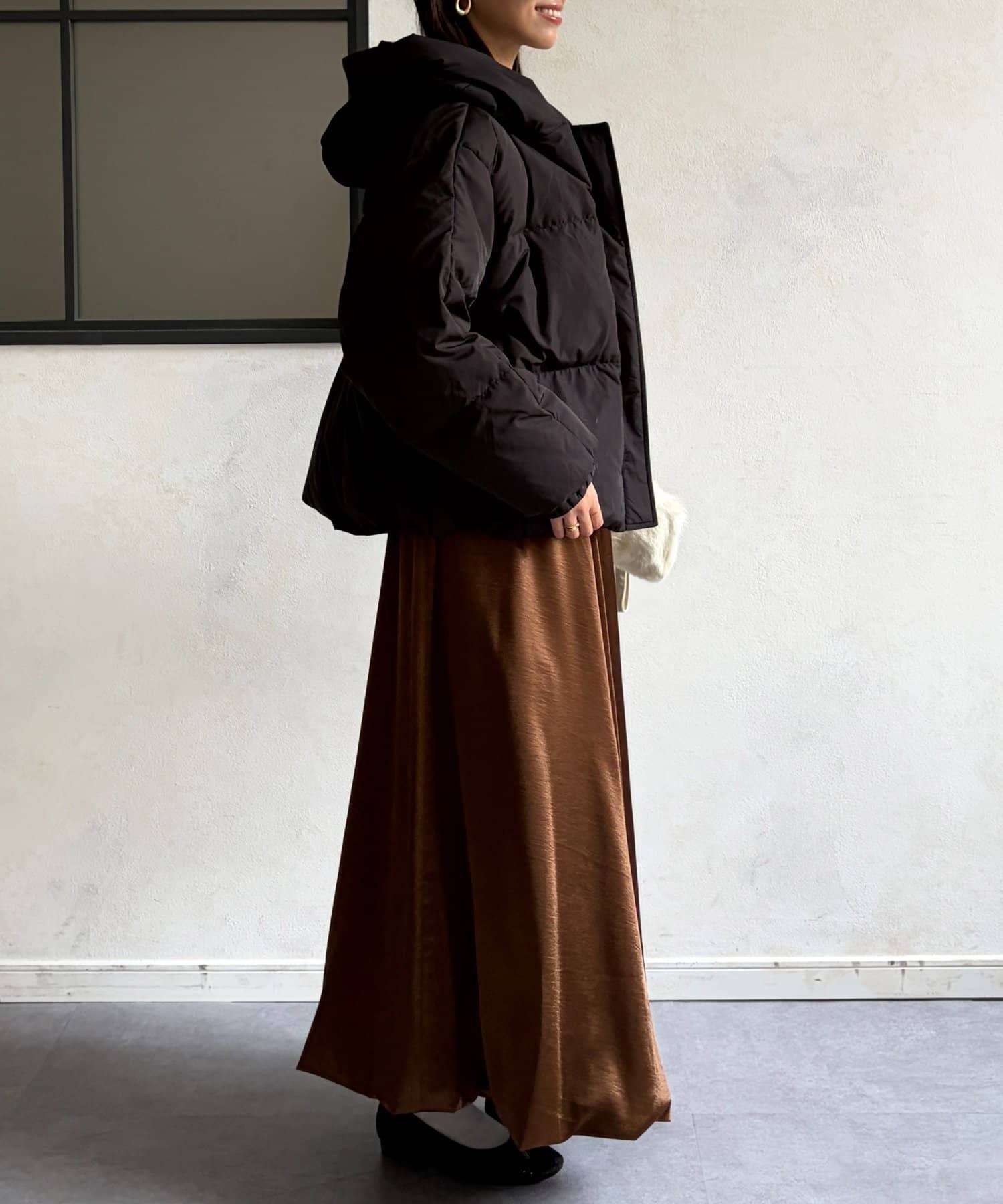 Chez toi(シェトワ) プリーツネックショートダウン