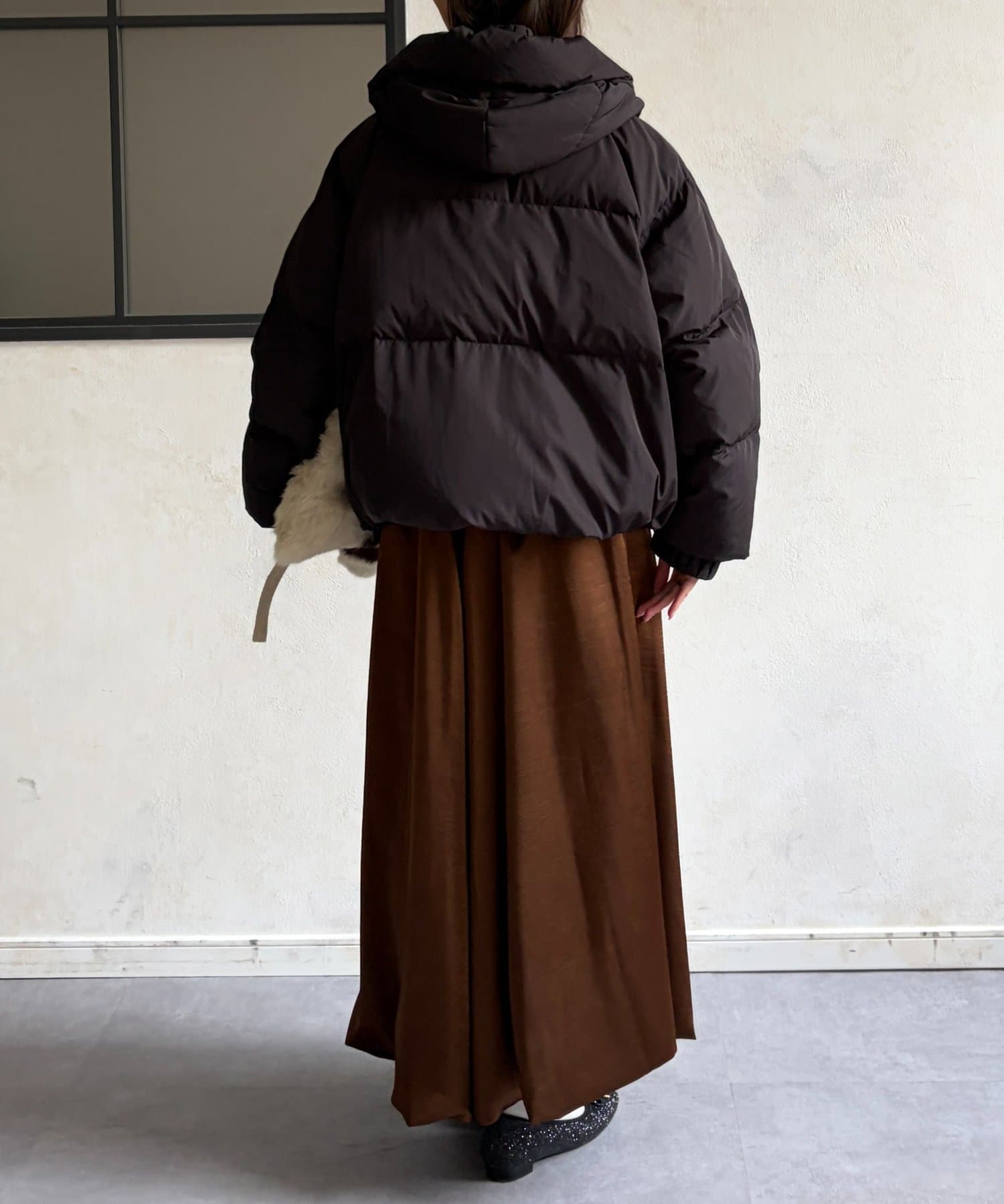 Chez toi(シェトワ) プリーツネックショートダウン