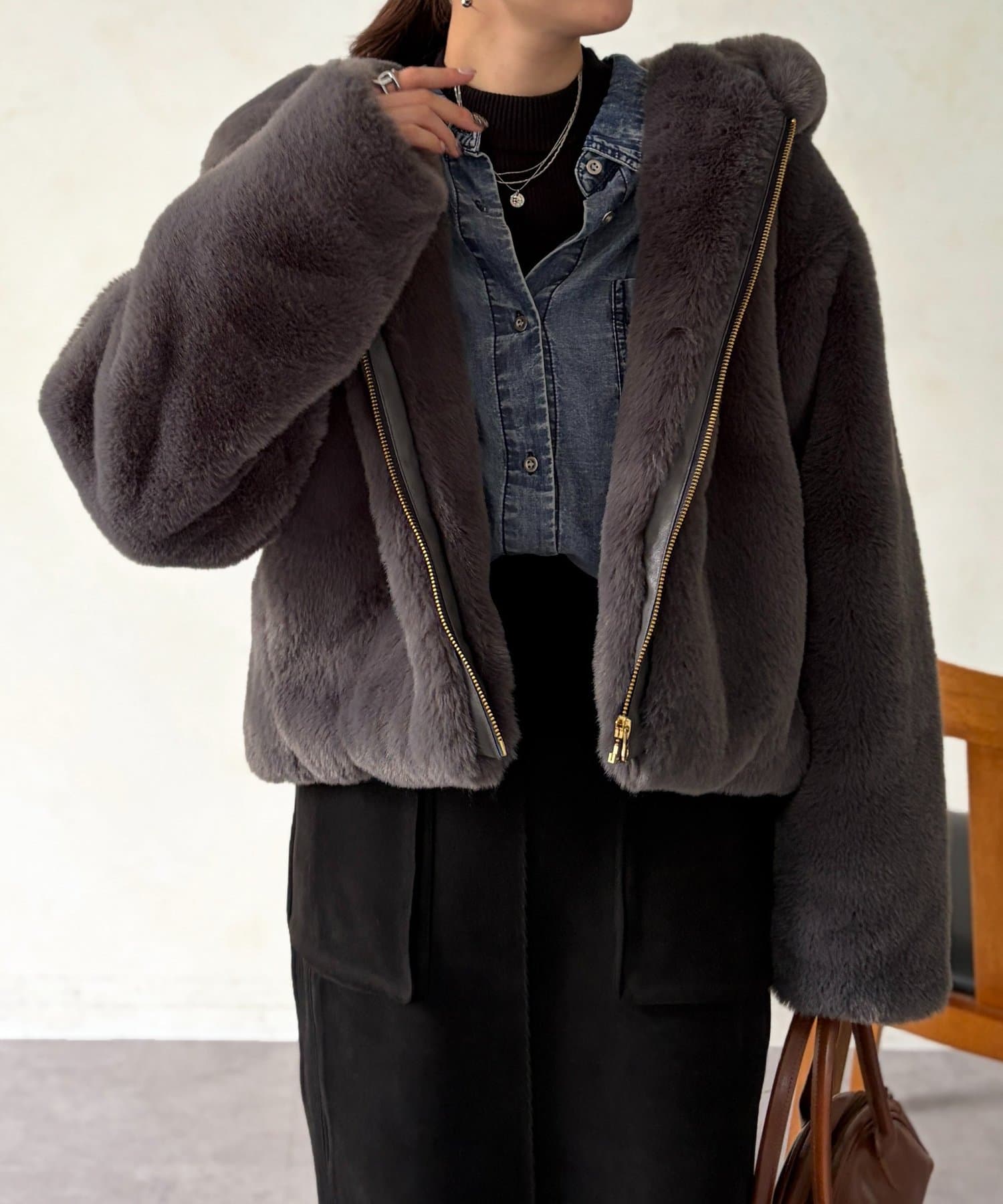 Chez toi(シェトワ) ファー×ムートンジャケット