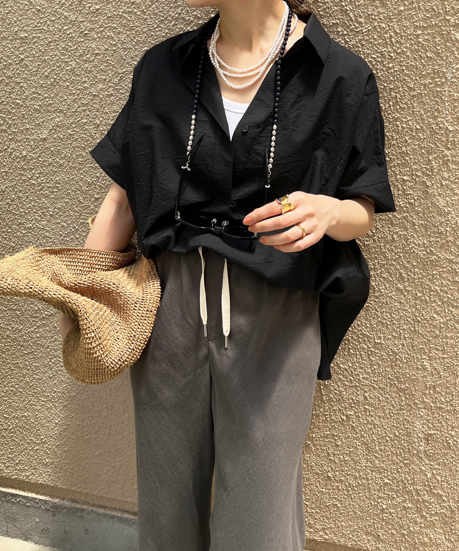 DOUDOU(ドゥドゥ) バックシャーリングスキッパーシャツ