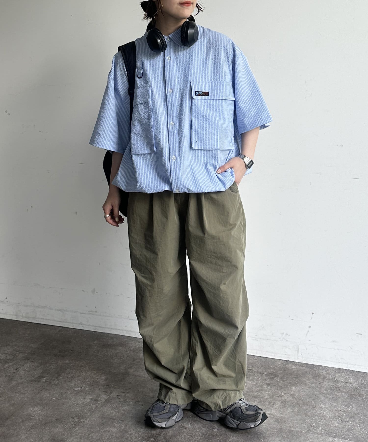 CPCM(シーピーシーエム) 半袖チェックフィッシングシャツ