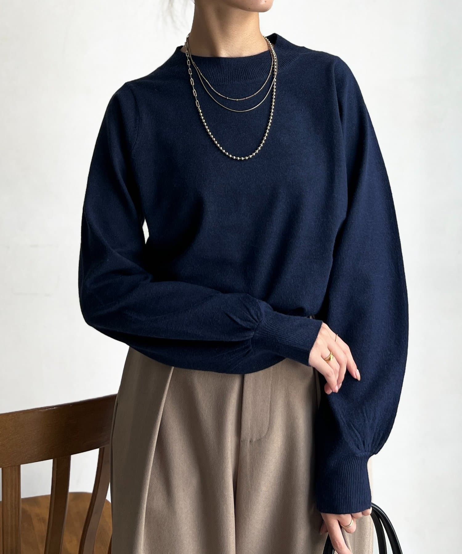 Chez toi(シェトワ) ウォッシャブル変形スリーブニット