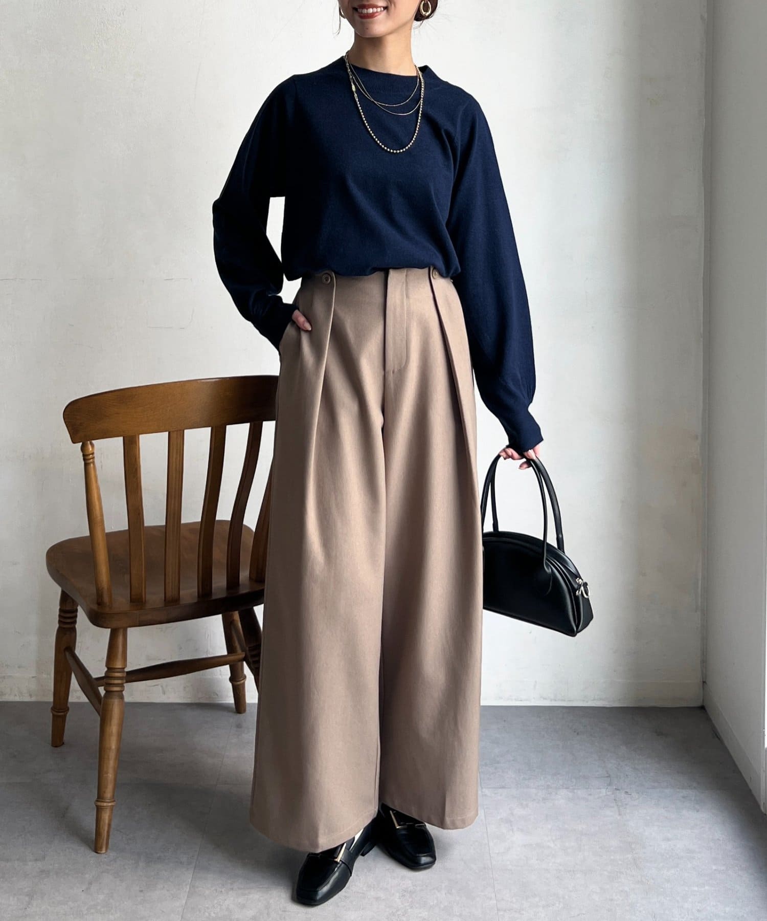 Chez toi(シェトワ) ウォッシャブル変形スリーブニット