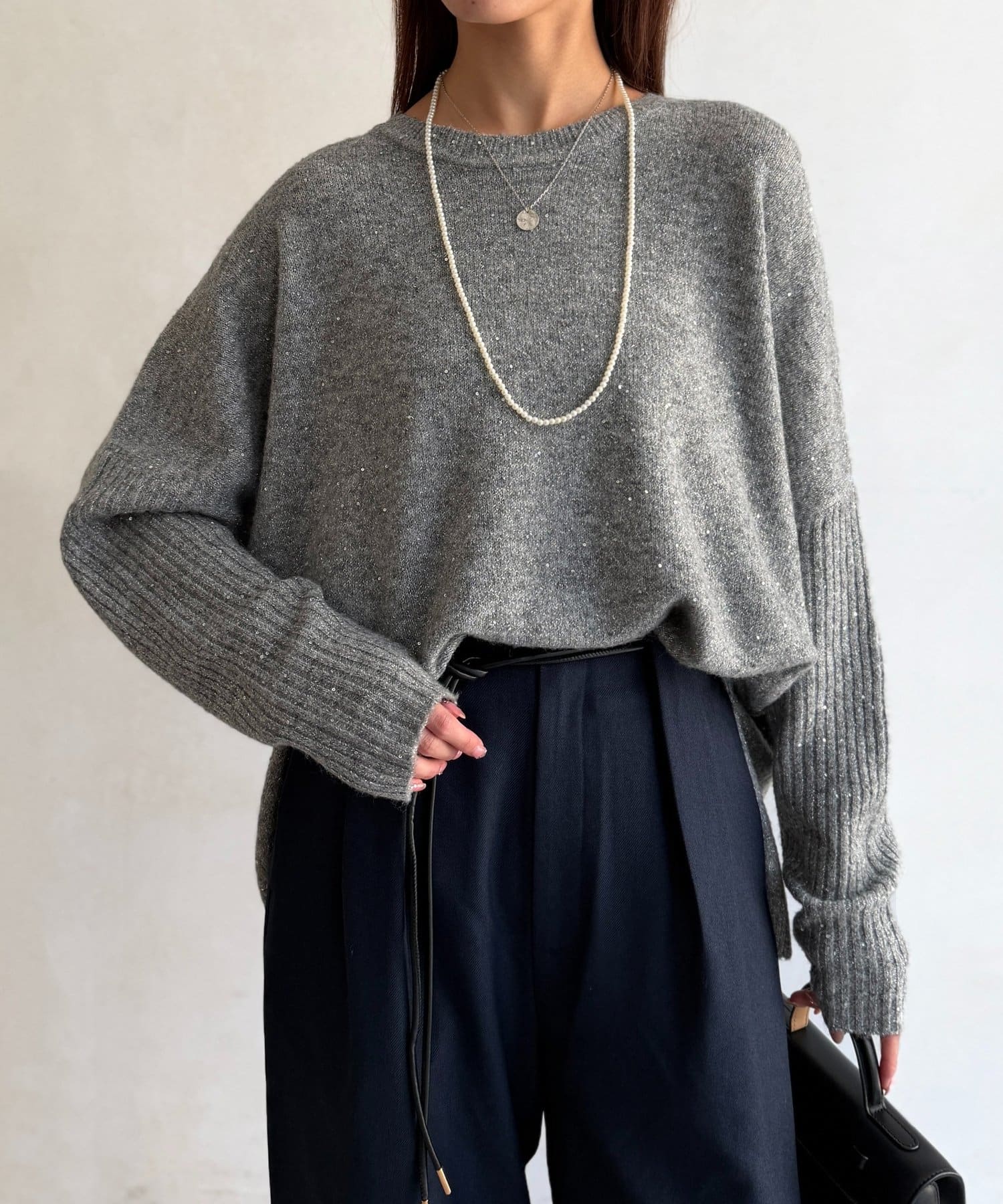 Chez toi(シェトワ) スパンコールドルマンニットプルオーバー