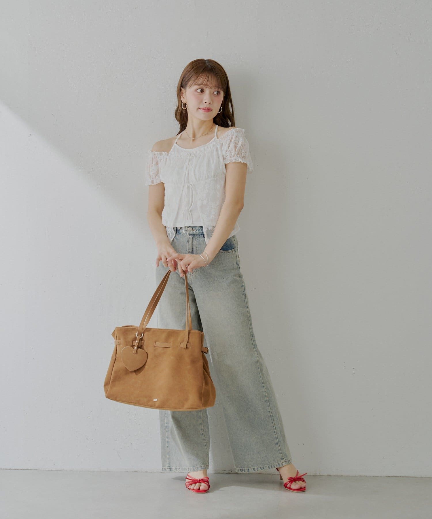 フロントリボンレイヤードレーストップス | Chico(チコ