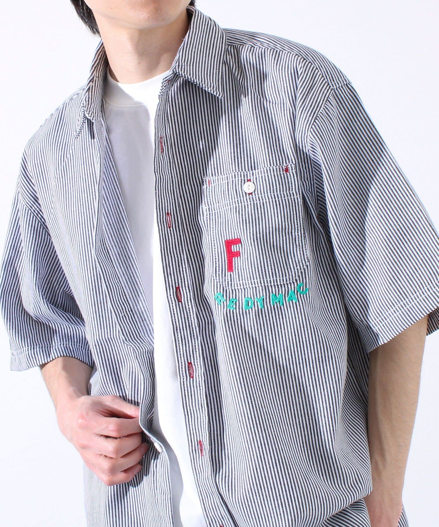 FREDY & GLOSTER(フレディ アンド グロスター) 【FREDYMAC】ヒッコリーシャツ ショートスリーブ ストライプシャツ