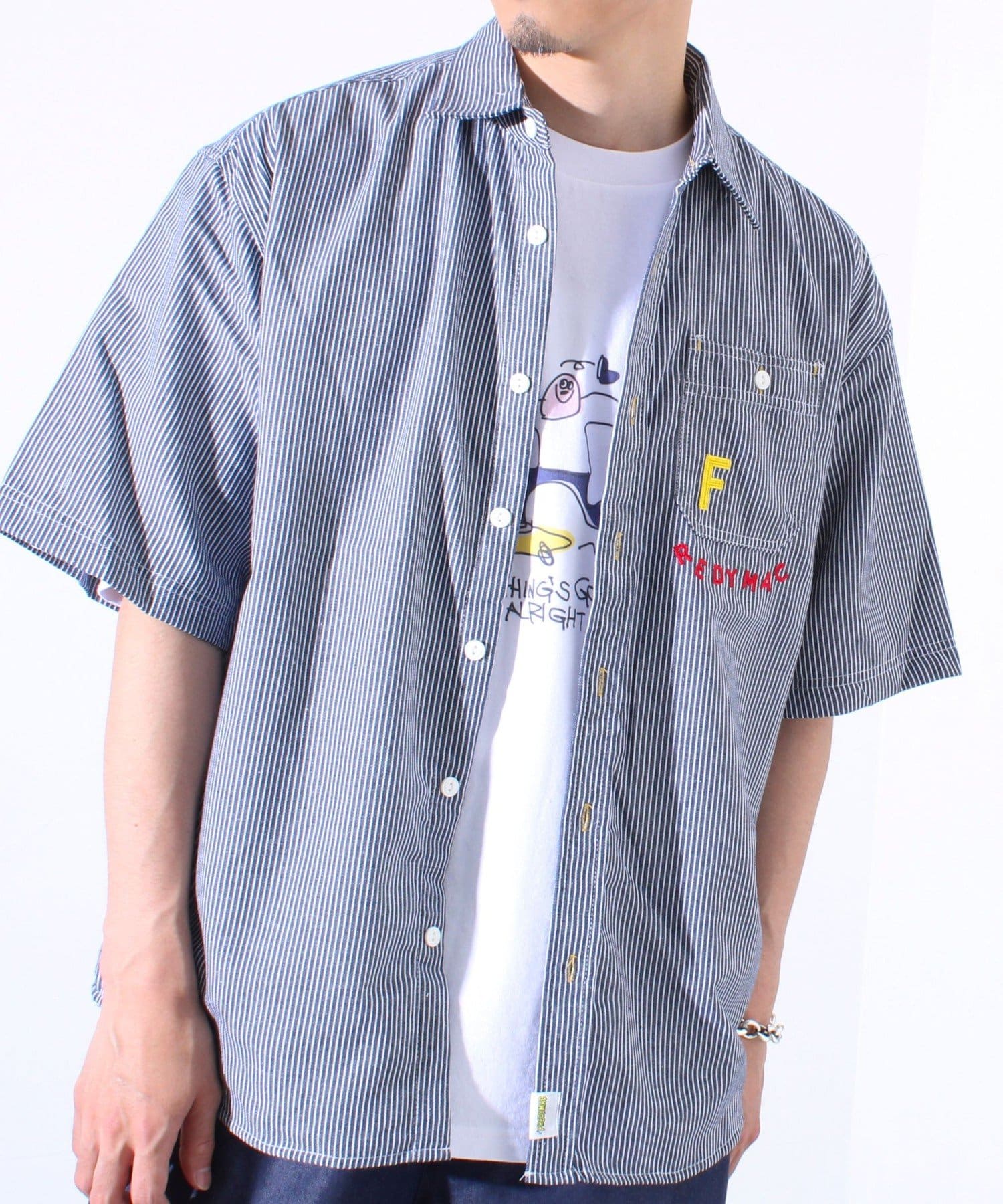 FREDY & GLOSTER(フレディ アンド グロスター) 【FREDYMAC】ヒッコリーシャツ ショートスリーブ ストライプシャツ