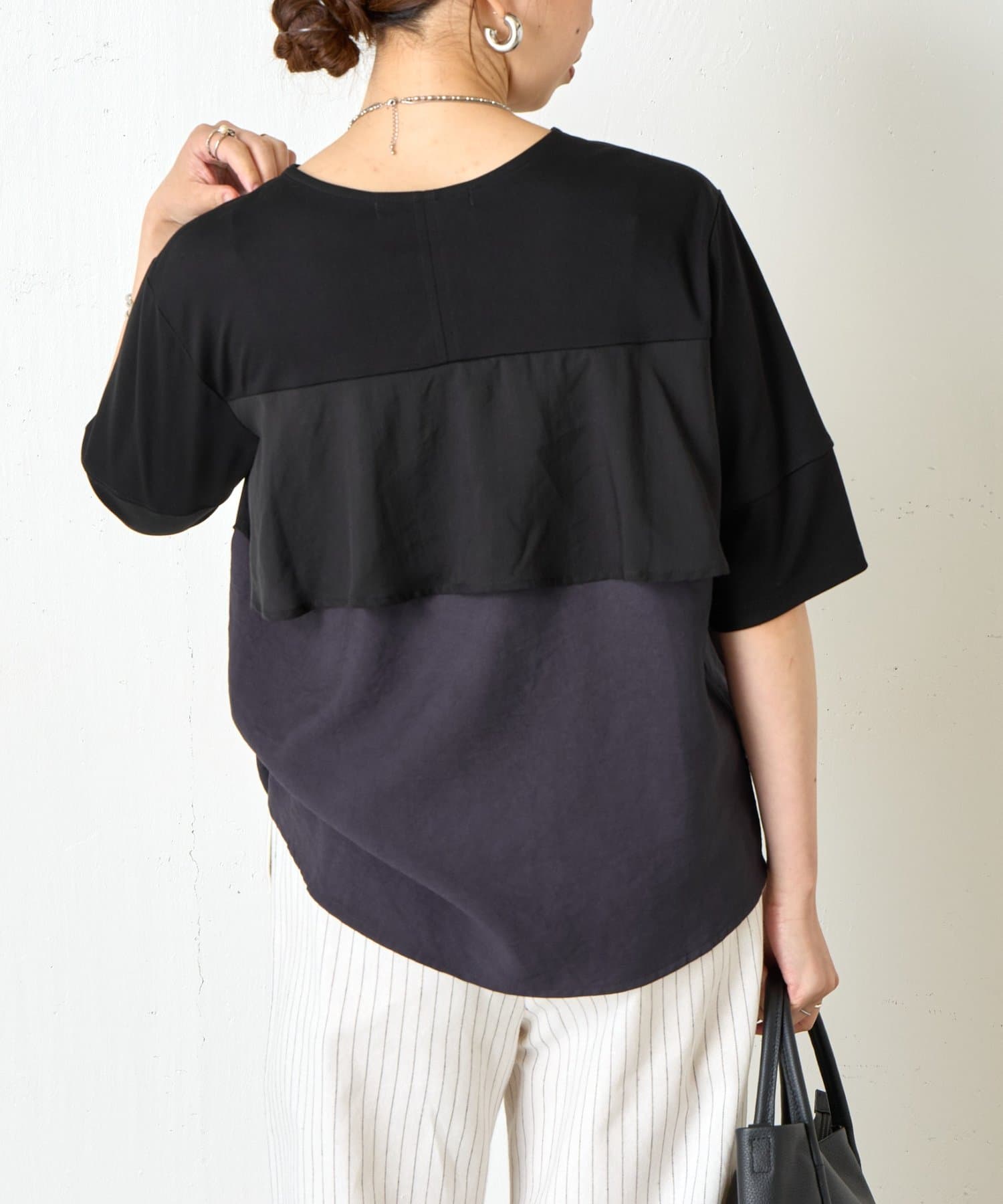 Jena　espace merveilleux(ジェナ　エスパスメルヴェイユ) 異素材バックフレアカットソー