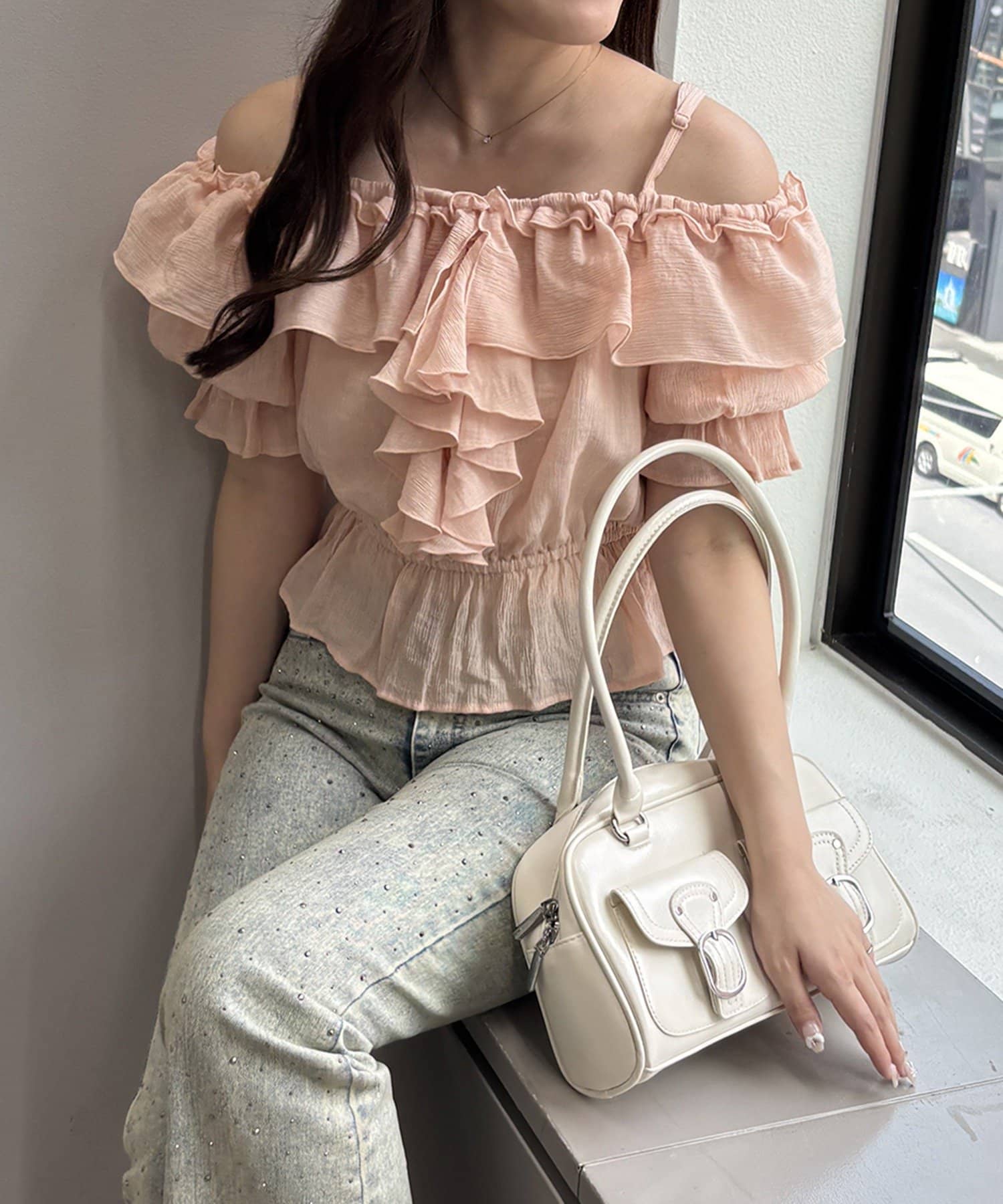 NICE CLAUP / OLIVE des OLIVE OUTLET(ナイスクラップ  / オリーブ デ オリーブ アウトレット) 【continuer】2WAYフリルブラウス