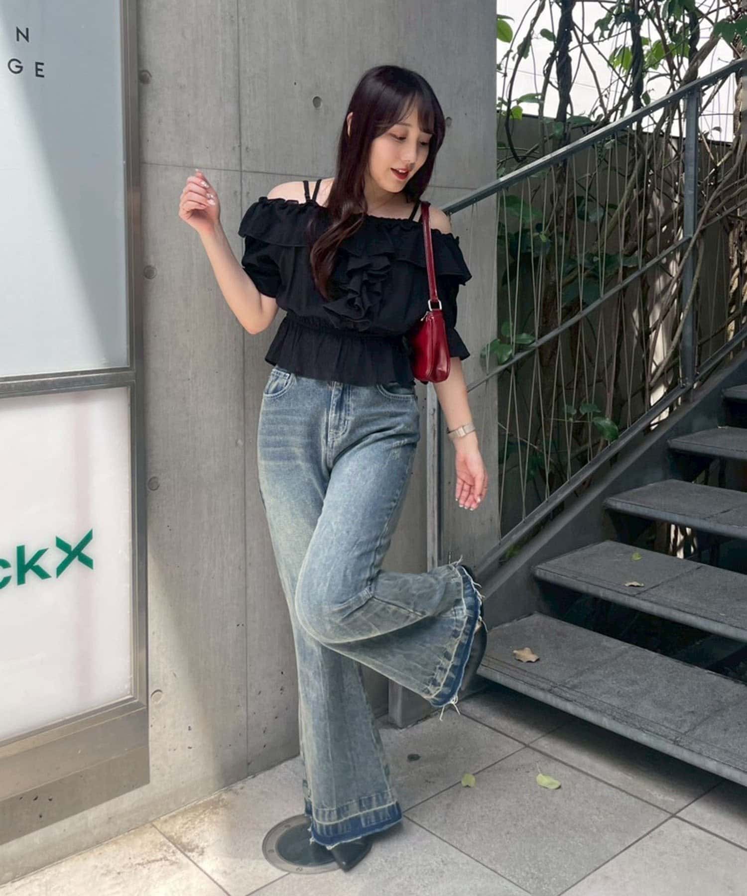 NICE CLAUP / OLIVE des OLIVE OUTLET(ナイスクラップ  / オリーブ デ オリーブ アウトレット) 【continuer】2WAYフリルブラウス