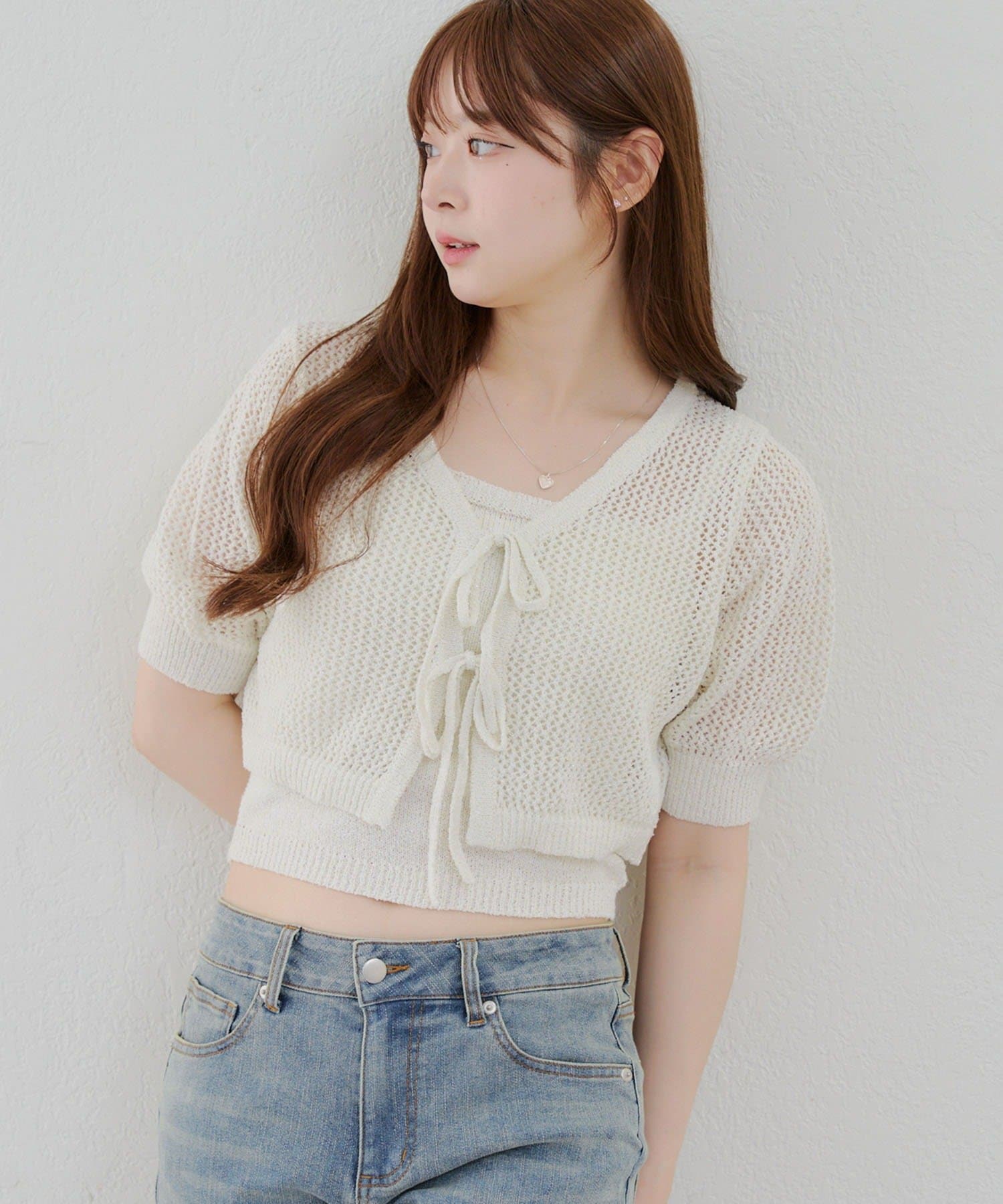 NICE CLAUP / OLIVE des OLIVE OUTLET(ナイスクラップ  / オリーブ デ オリーブ アウトレット) 【ANOTHER BRANCH】ラメ透かしアンサンブル