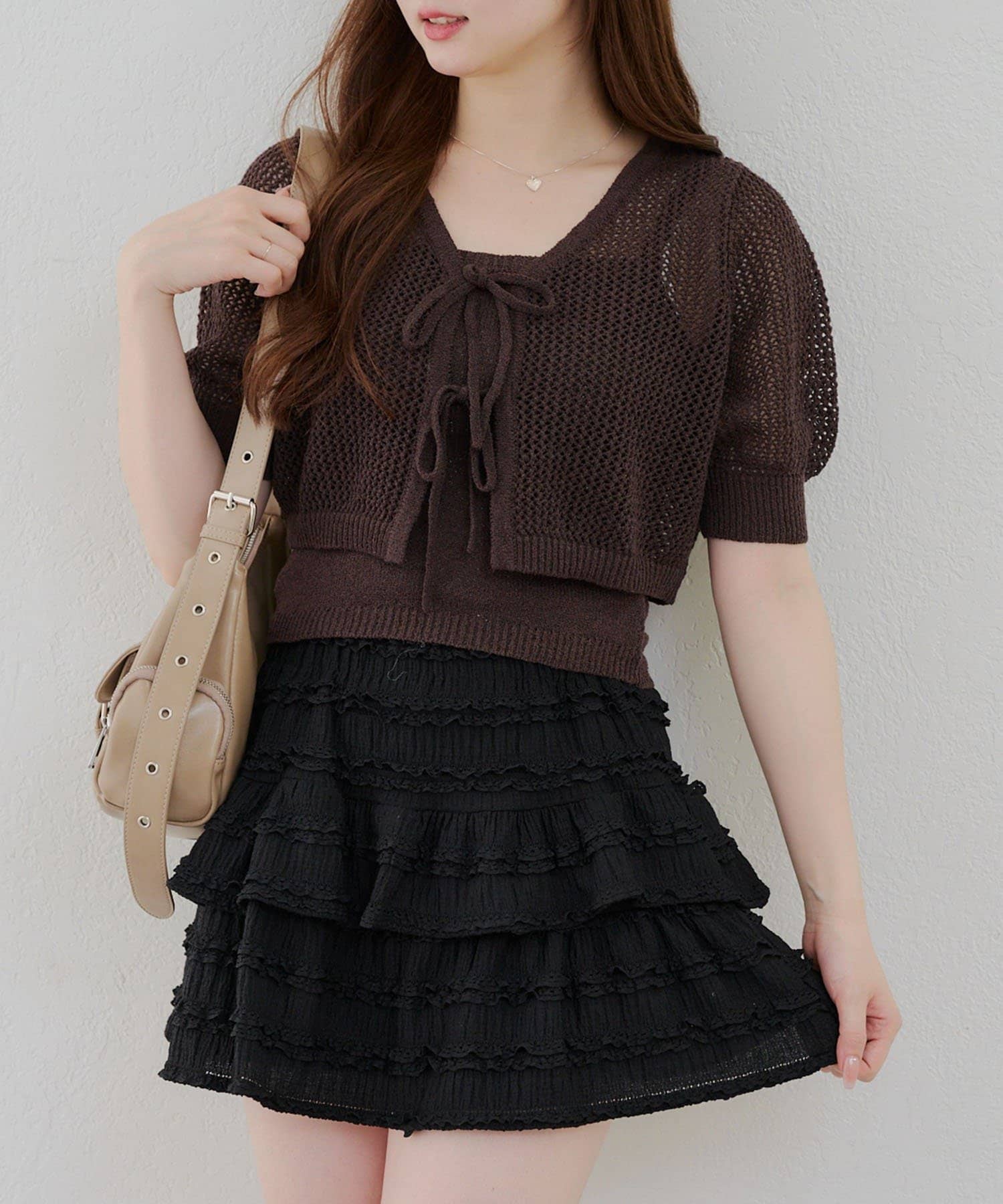 NICE CLAUP / OLIVE des OLIVE OUTLET(ナイスクラップ  / オリーブ デ オリーブ アウトレット) 【ANOTHER BRANCH】ラメ透かしアンサンブル