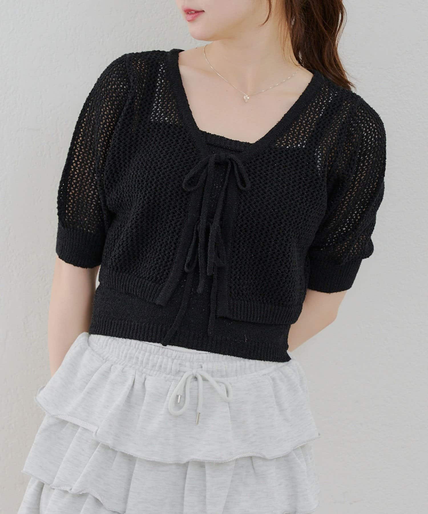 NICE CLAUP / OLIVE des OLIVE OUTLET(ナイスクラップ  / オリーブ デ オリーブ アウトレット) 【ANOTHER BRANCH】ラメ透かしアンサンブル