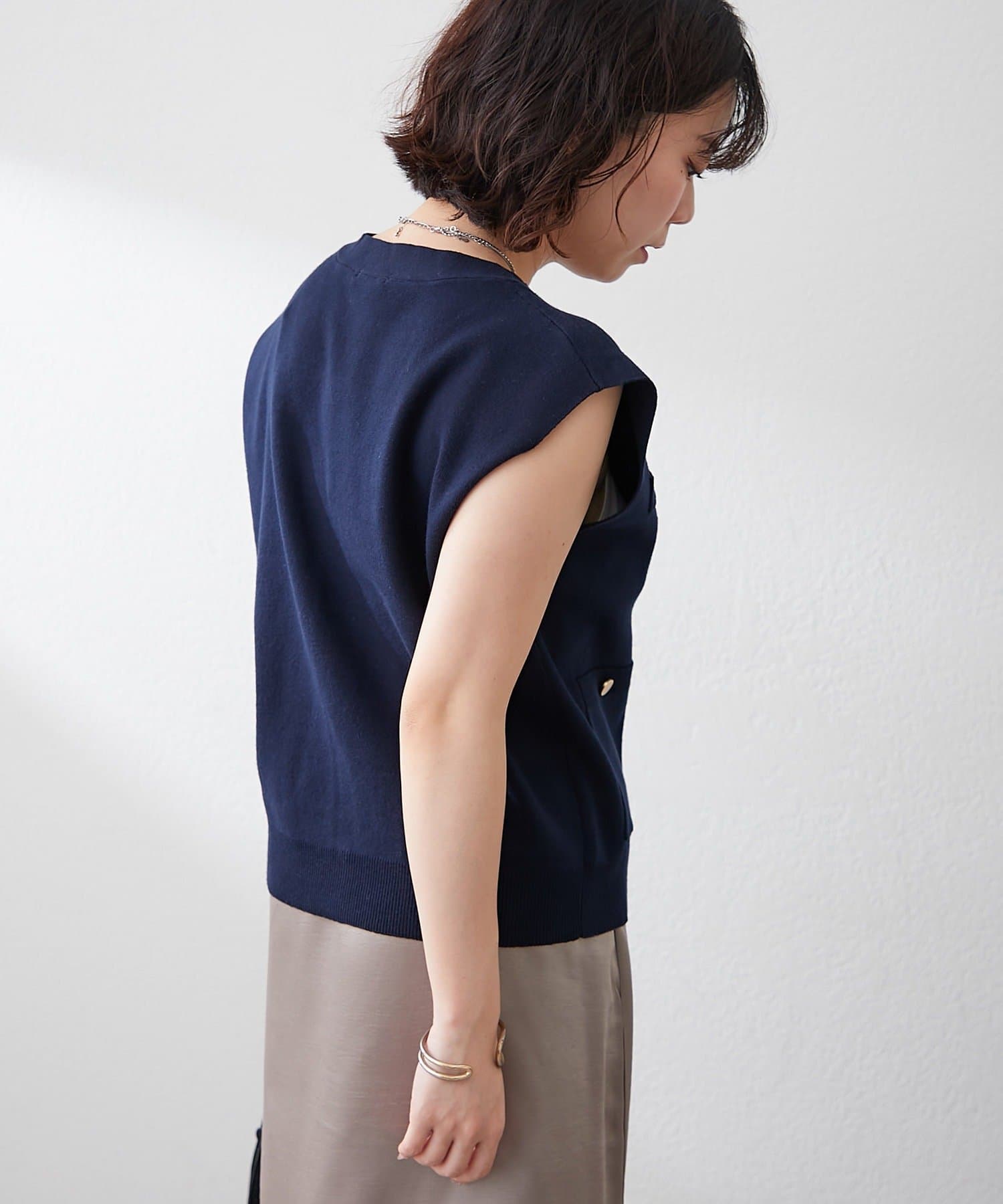 NICE CLAUP / OLIVE des OLIVE OUTLET(ナイスクラップ  / オリーブ デ オリーブ アウトレット) 【RMAF】ポケット付フレンチスリーブベスト