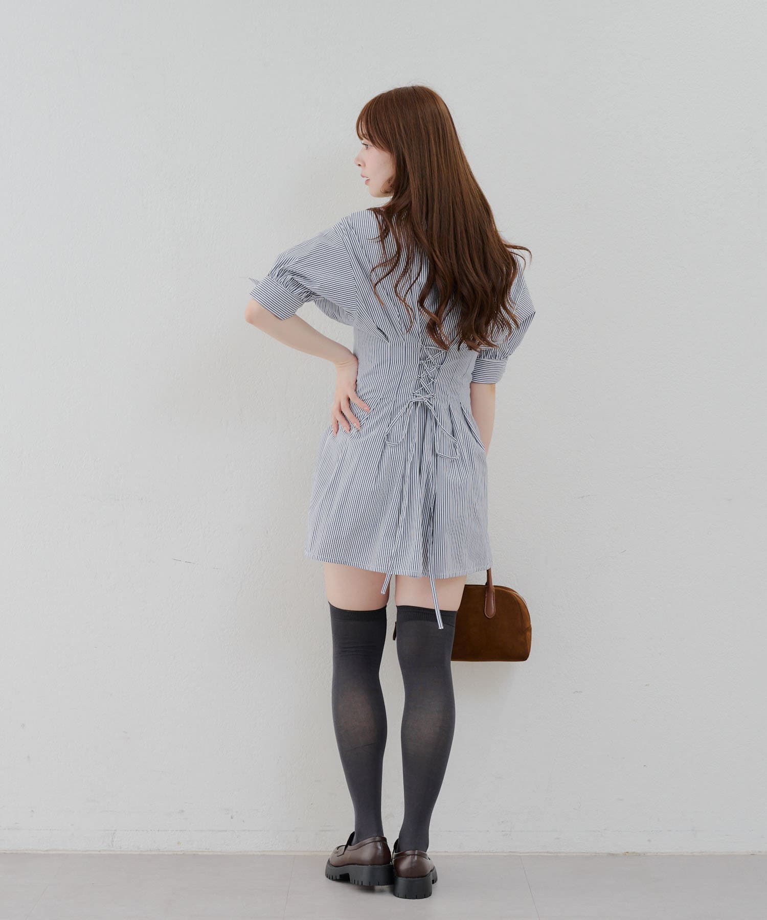 Remind me and forever(リマインドミーアンドフォーエバー) 後ろレースアップミニワンピース