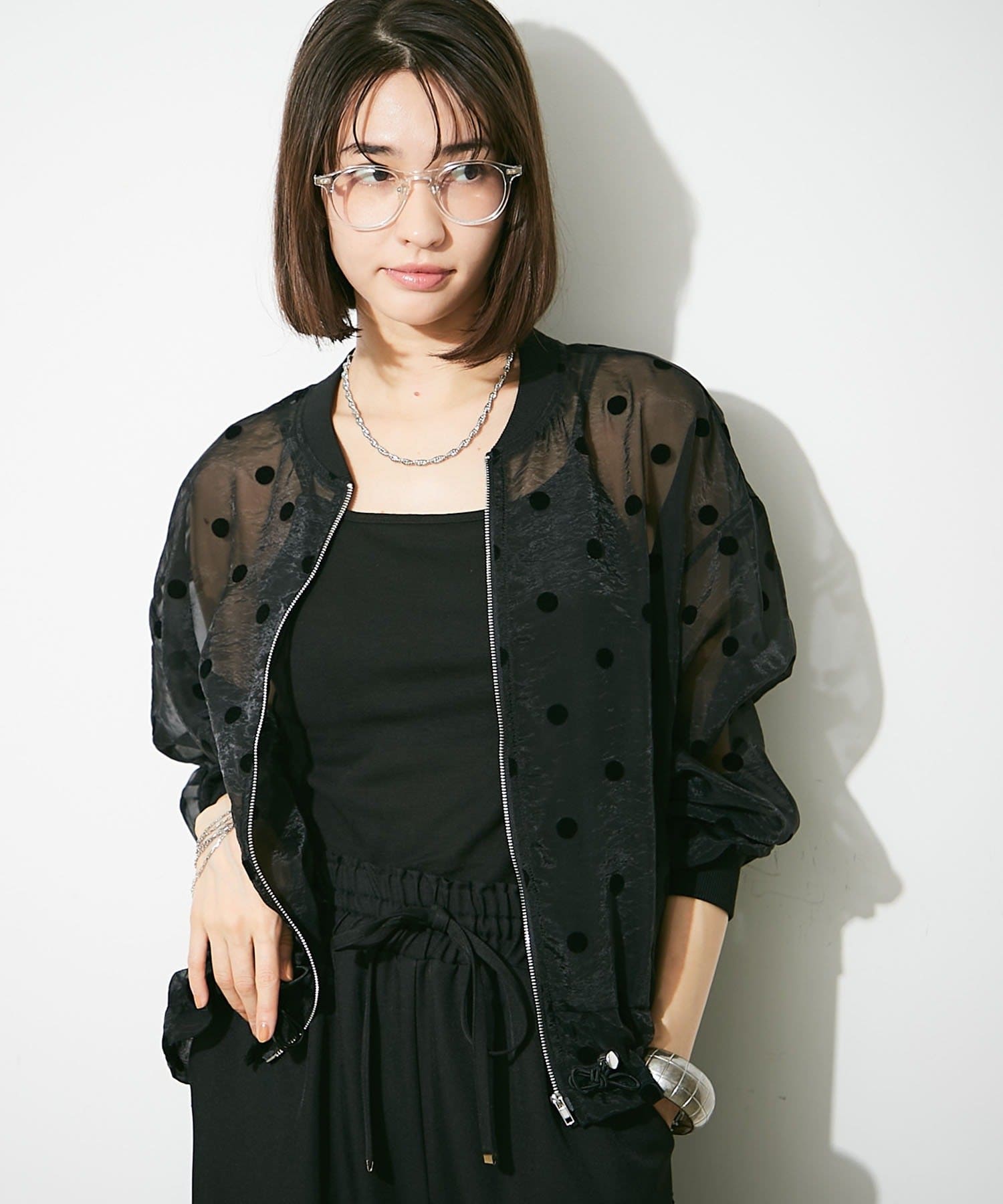 Remind me and forever シアーフロッキードットブルゾン シアーフロッキードットブルゾン | Remind me and forever