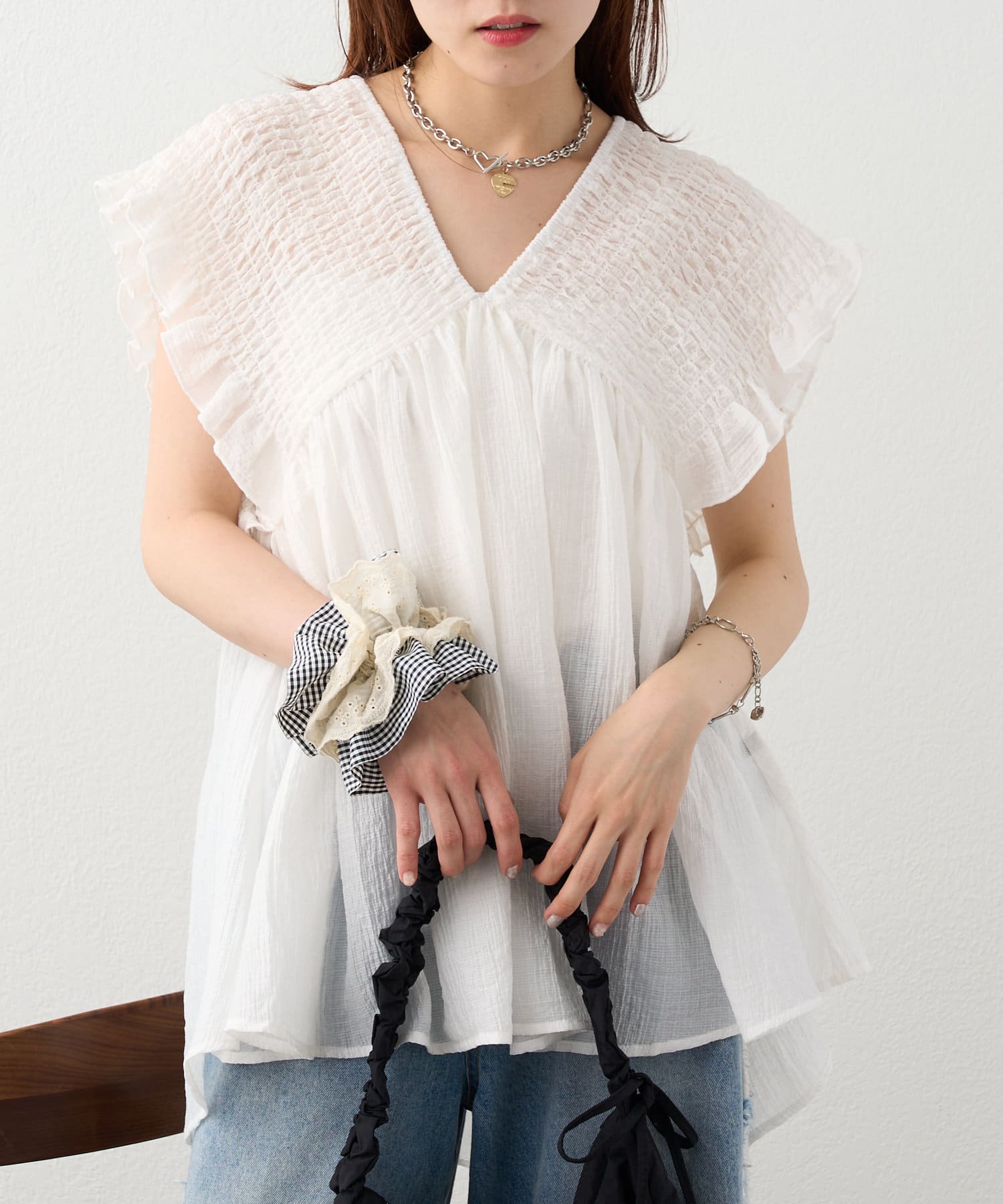 ブラウス シャツ 「2WAY/3色展開」シャーリングチュニック レディース セール】【2WAY/3色展開】シャーリングチュニック（シャツ