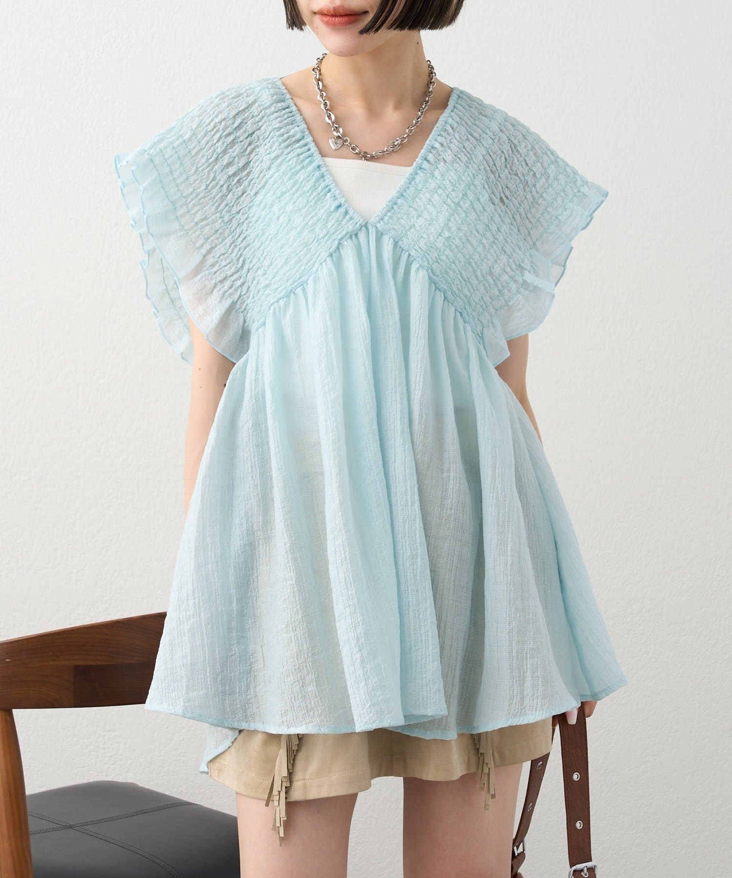 w closet(ダブルクローゼット) 【2WAY/3色展開】シャーリングチュニック