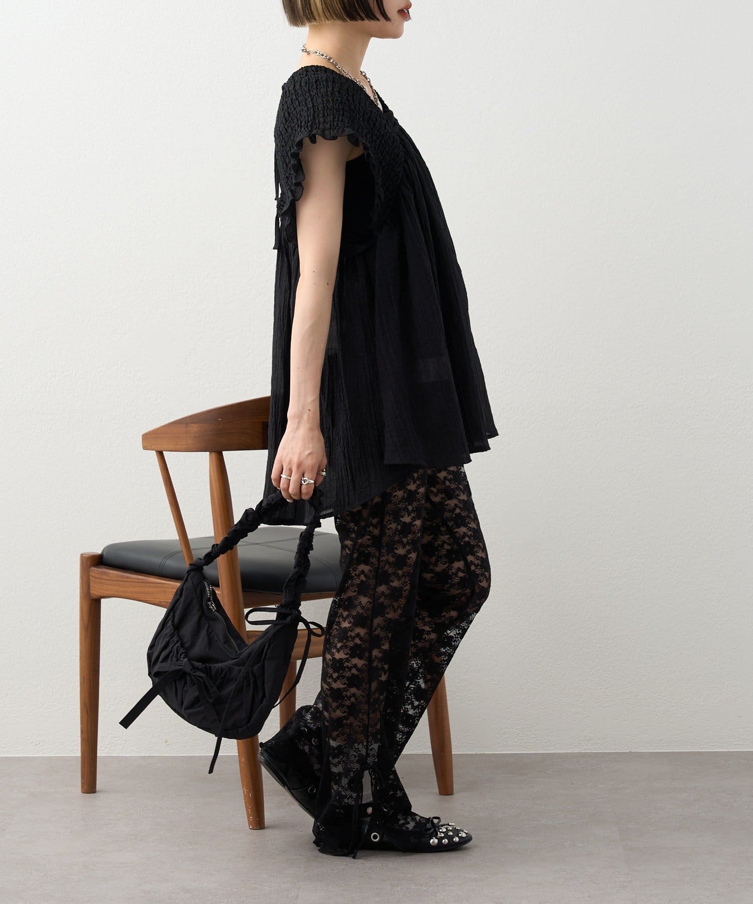 w closet(ダブルクローゼット) 【2WAY/3色展開】シャーリングチュニック