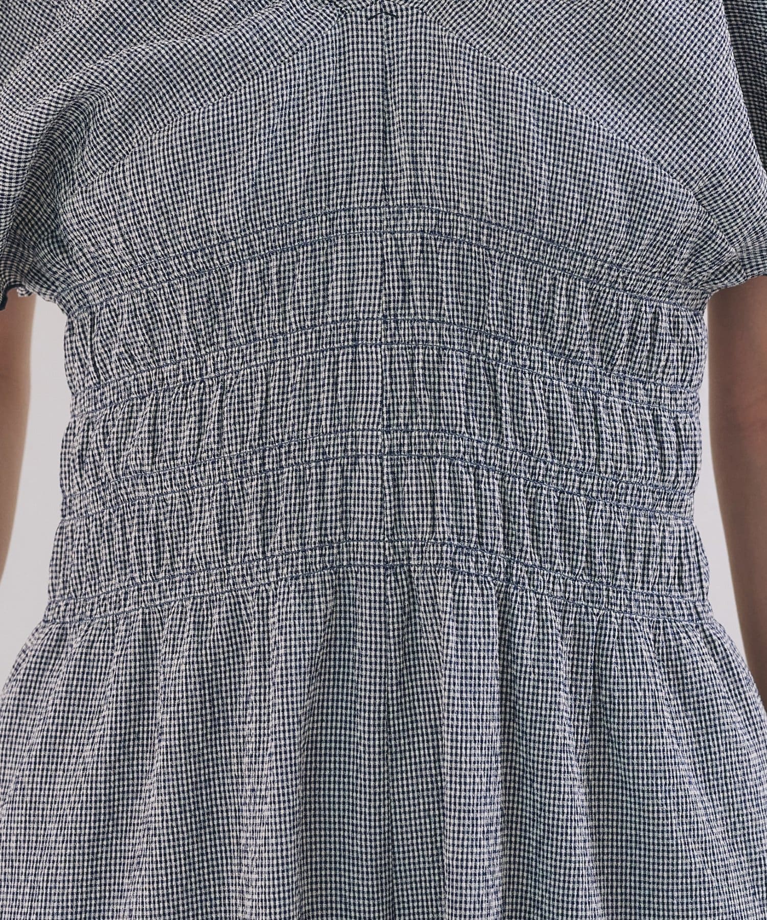 Kastane(カスタネ) 【低身長サイズ/2サイズ展開/前後2WAY/無地&チェック/WEB限定カラー】シャーリングイージーオールインワン