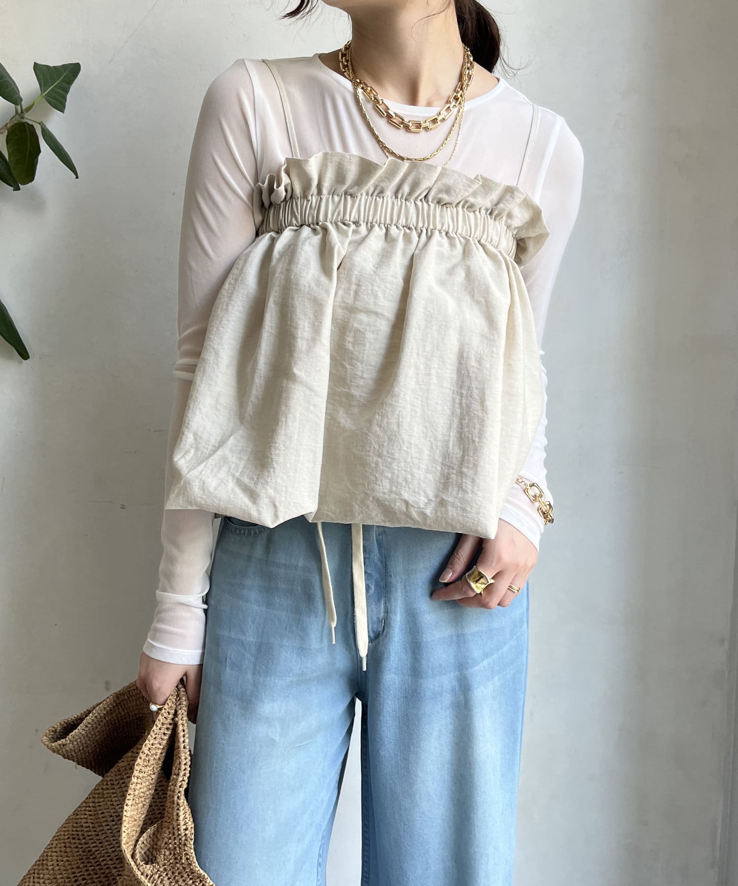 OUTLET(アウトレット) 【DouDou】リネンバルーンマルチWAYキャミ