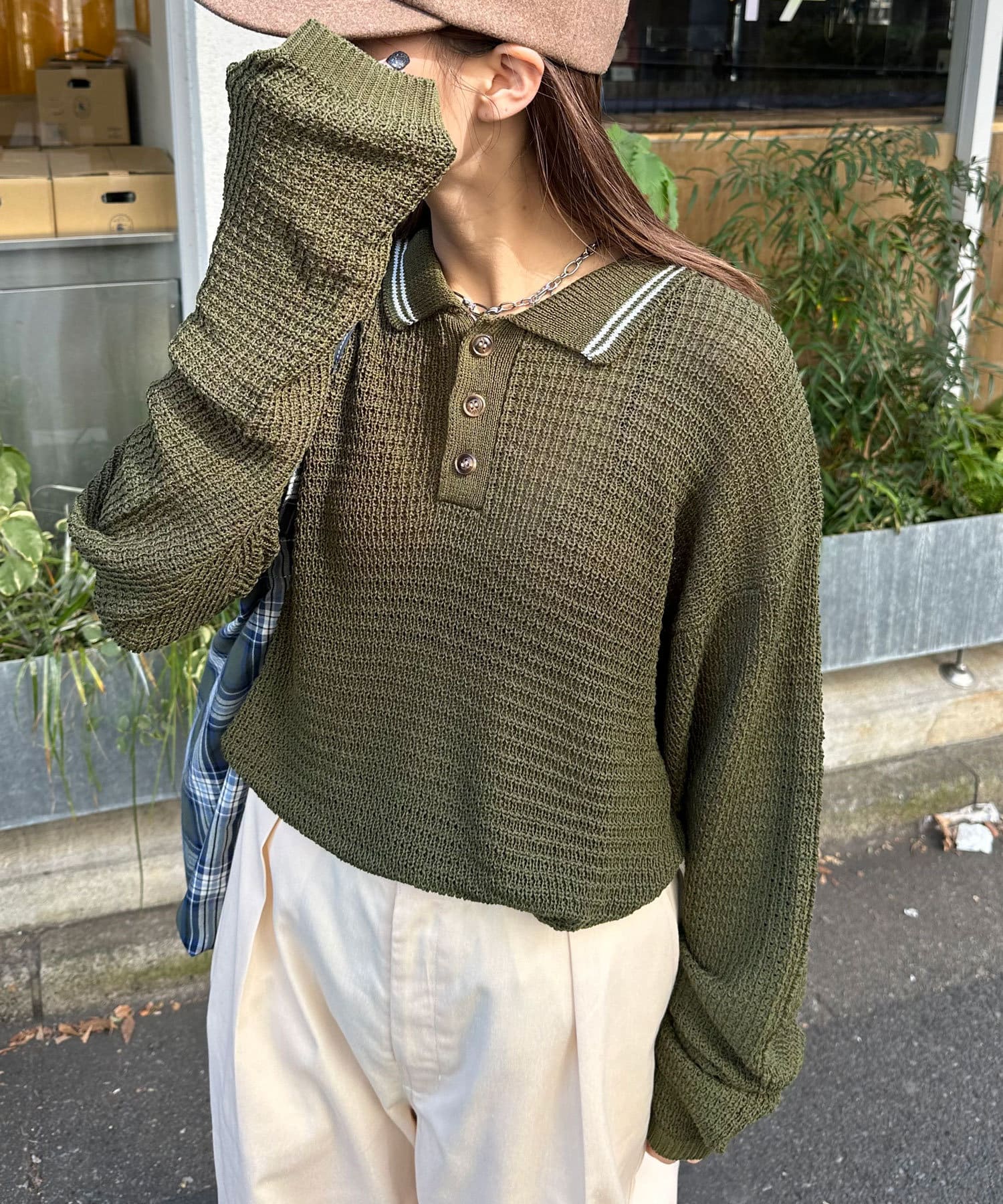 OUTLET(アウトレット) 【Ciaopanic】メッシュラインニットポロシャツ