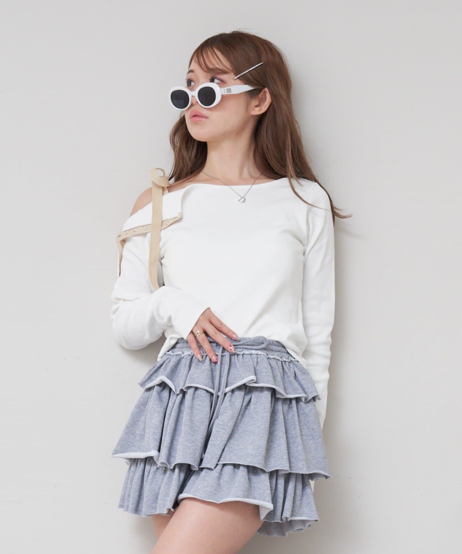 OUTLET(アウトレット) 【RAY CASSIN】ワンショルテープロングTシャツ