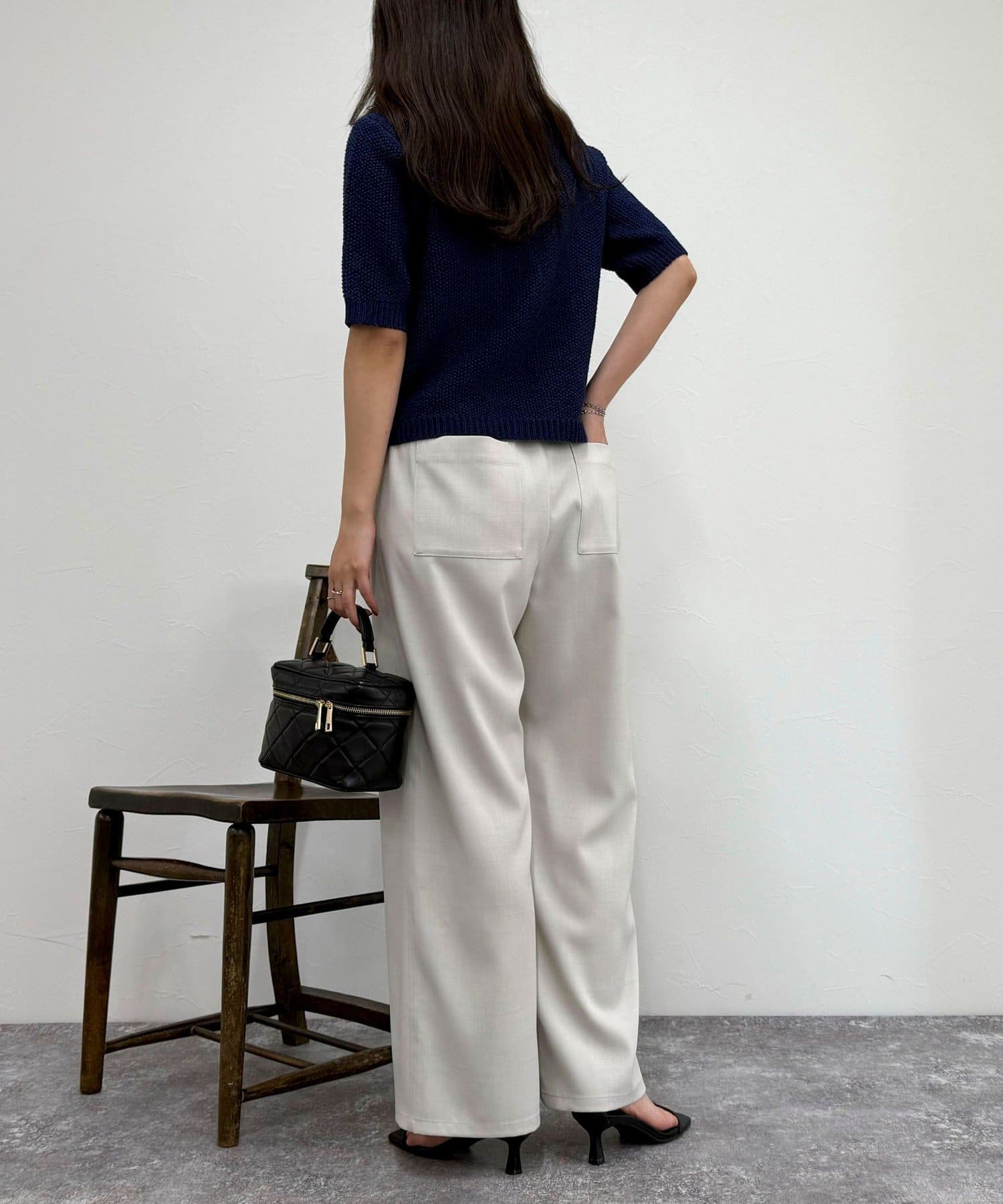 低身長サイズ34有り】ドライポリイージーセミワイドパンツ