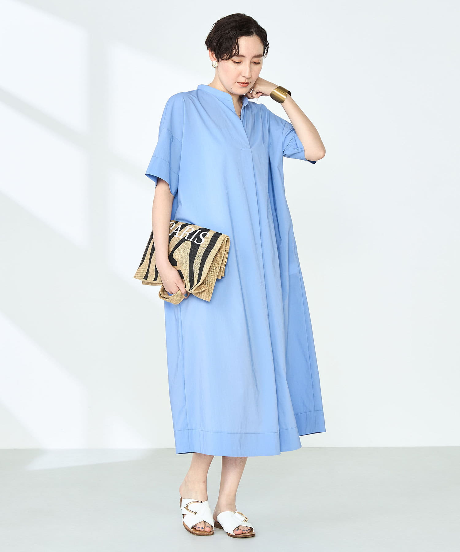◇25SS◇NOLLEY'S◆Point・ゆとりのあるサイジングで気軽に涼しく着られるワンピース・撥水/UVカット/接触冷感など、夏に必須な高機能を備えたタフタ素材を使用・梅雨や豪雨・台風対