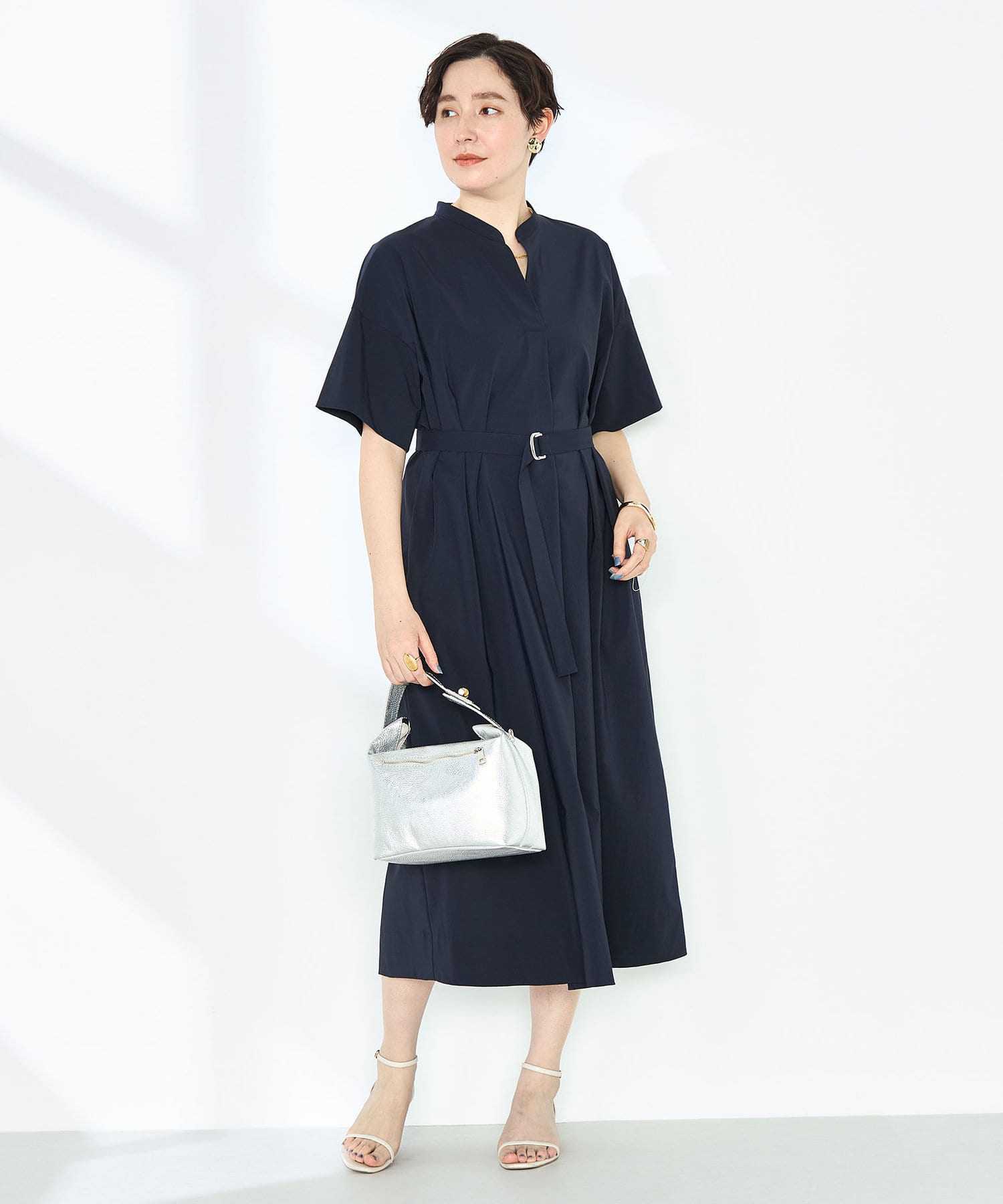 ◇25SS◇NOLLEY'S◆Point・ゆとりのあるサイジングで気軽に涼しく着られるワンピース・撥水/UVカット/接触冷感など、夏に必須な高機能を備えたタフタ素材を使用・梅雨や豪雨・台風対