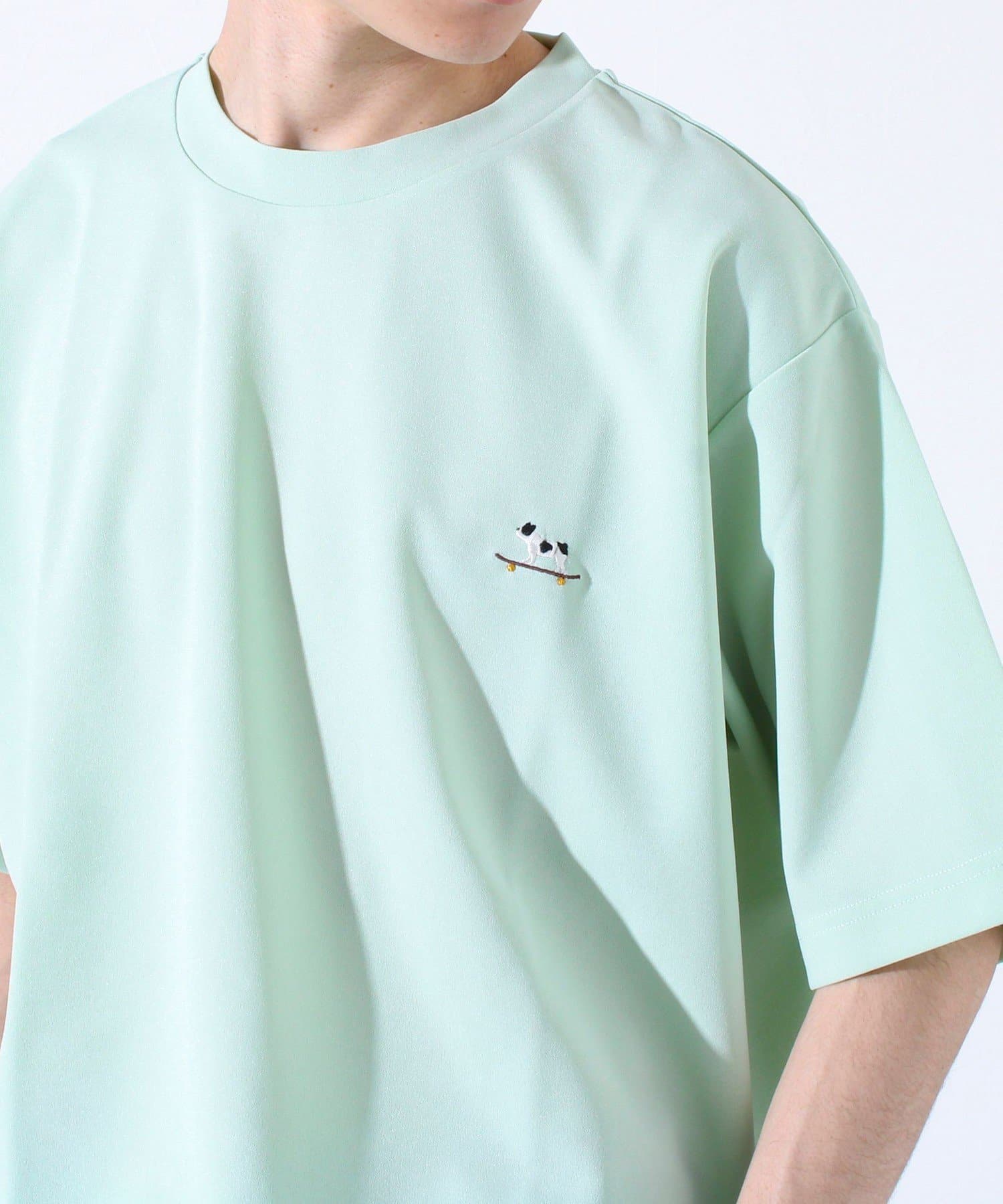 FREDY & GLOSTER(フレディ アンド グロスター) 【GLOSTER/グロスター】フレンチブルドッグ刺繍 カットジョーゼットTシャツ