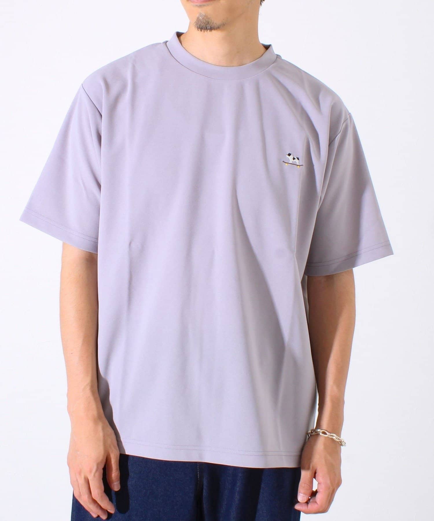 FREDY & GLOSTER(フレディ アンド グロスター) 【GLOSTER/グロスター】フレンチブルドッグ刺繍 カットジョーゼットTシャツ
