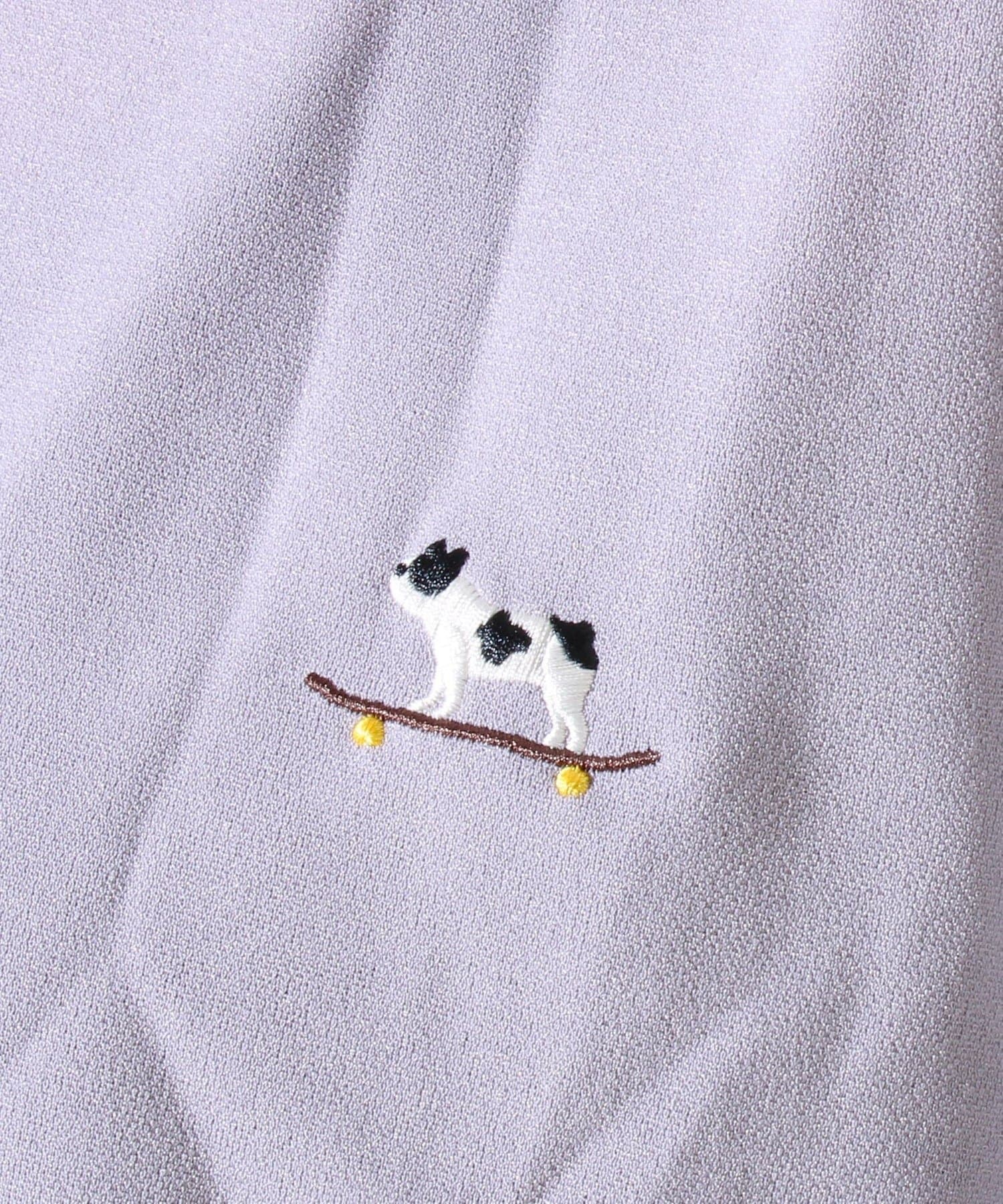 FREDY & GLOSTER(フレディ アンド グロスター) 【GLOSTER/グロスター】フレンチブルドッグ刺繍 カットジョーゼットTシャツ