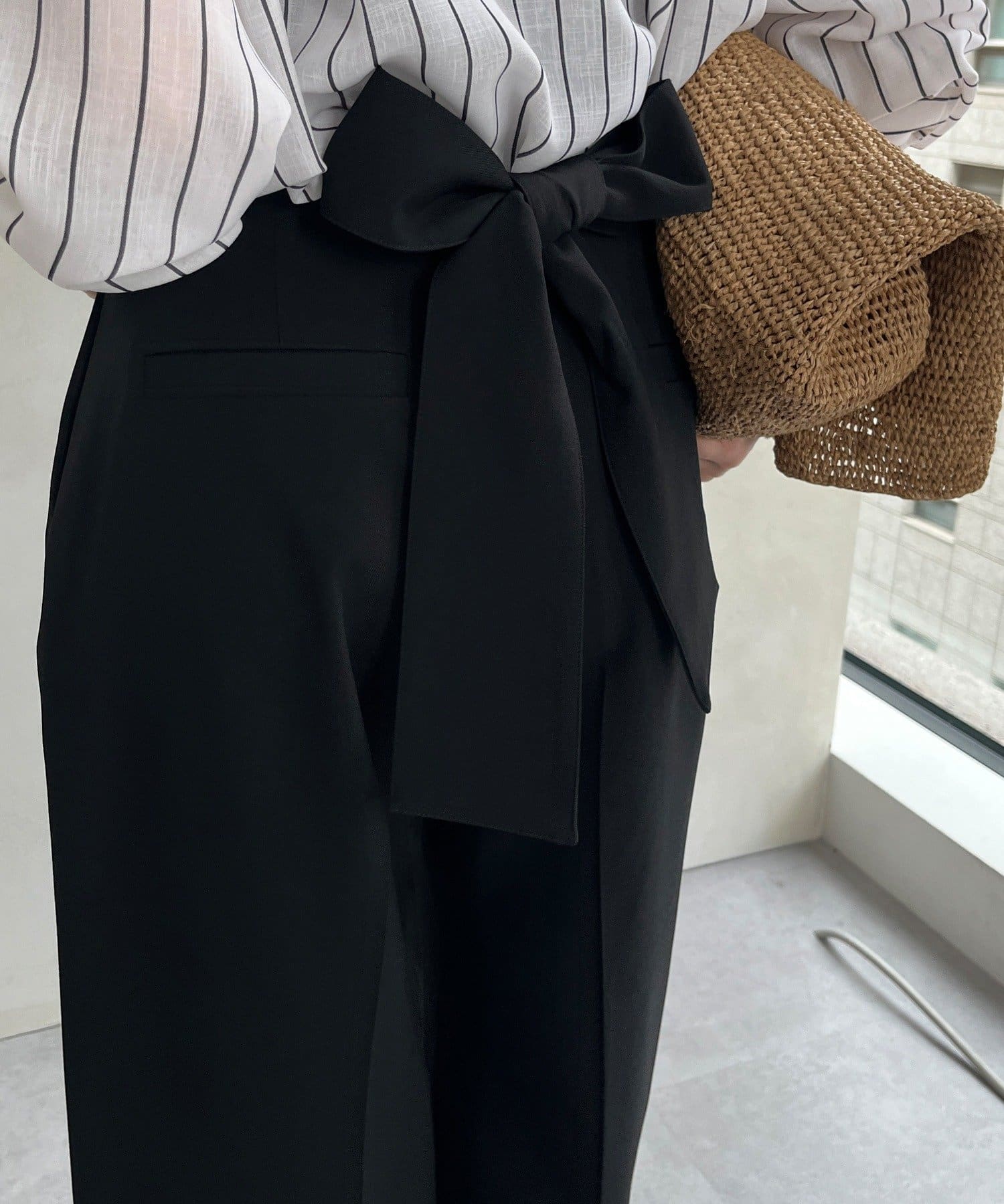 DOUDOU(ドゥドゥ) 【WEB限定】バックリボンワイドパンツ