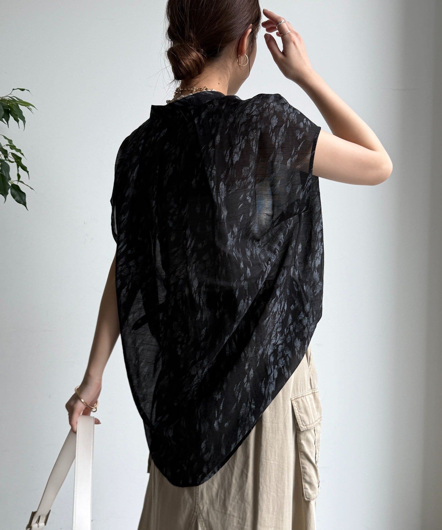 DOUDOU(ドゥドゥ) 【WEB限定】シアープリントフレンチシャツ