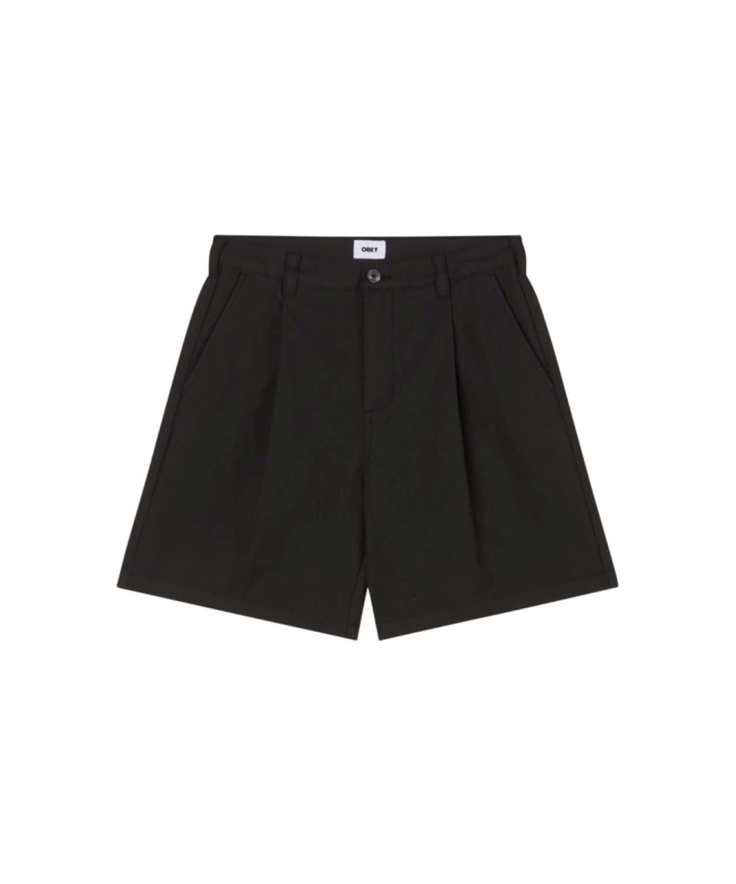【OBEY/オベイ】 OLIVER TWILLPLEATED SHORT■デザイン・ジッパーフライ付き・スモークパールボタン・傾斜ポケット・フロントプリーツ・バックパッチポケット・11.5oz・リラッ