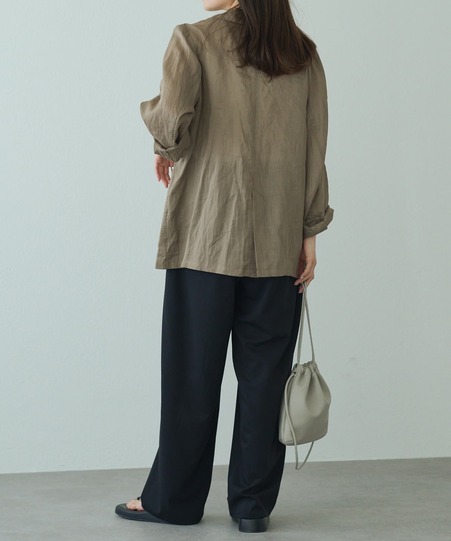 PUAL CE CIN(ピュアルセシン) ツータックウエストゴムストレッチパンツ