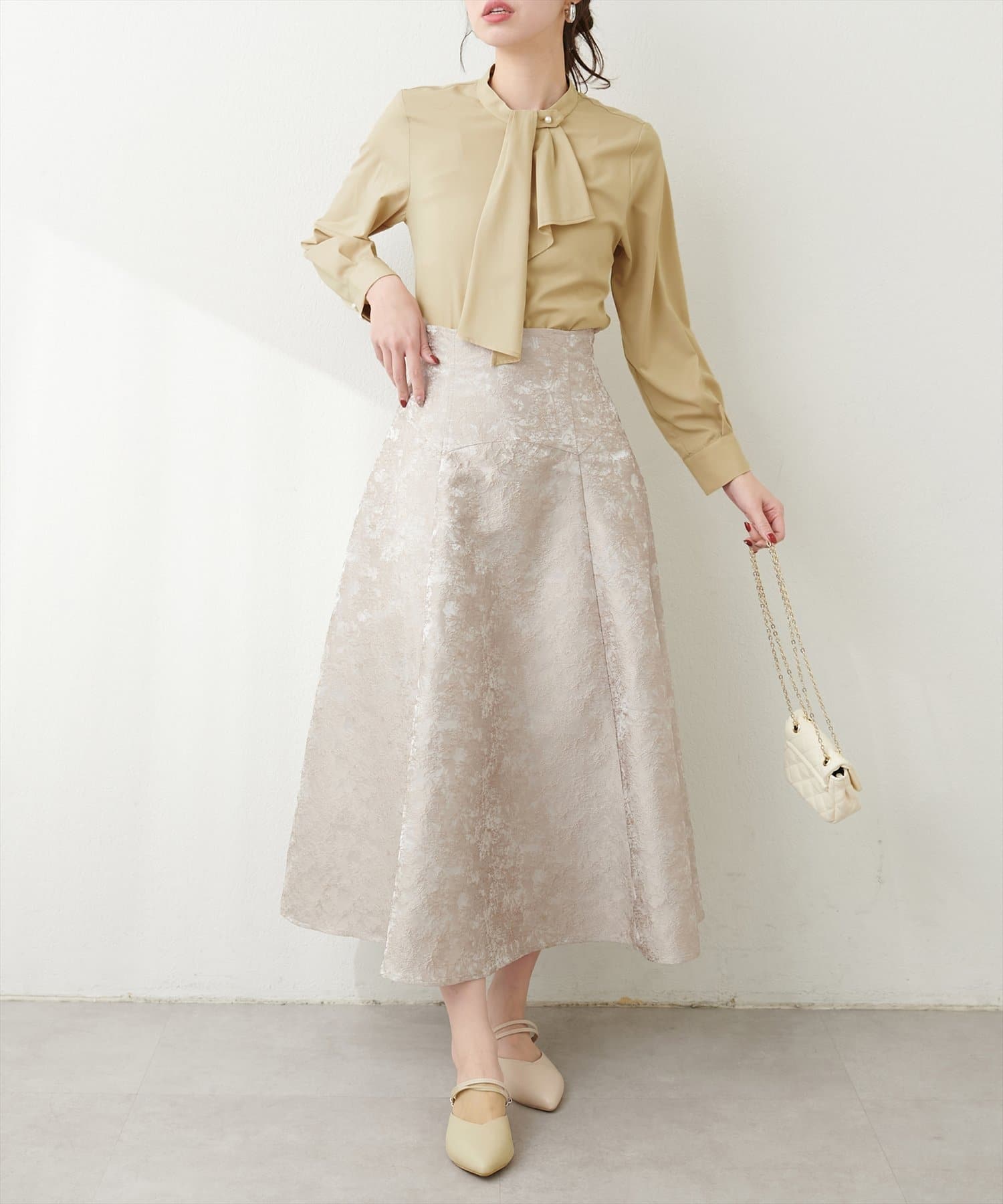 NICE CLAUP / OLIVE des OLIVE OUTLET(ナイスクラップ  / オリーブ デ オリーブ アウトレット) 【natural couture】ドレープスカート２WAYブラウス